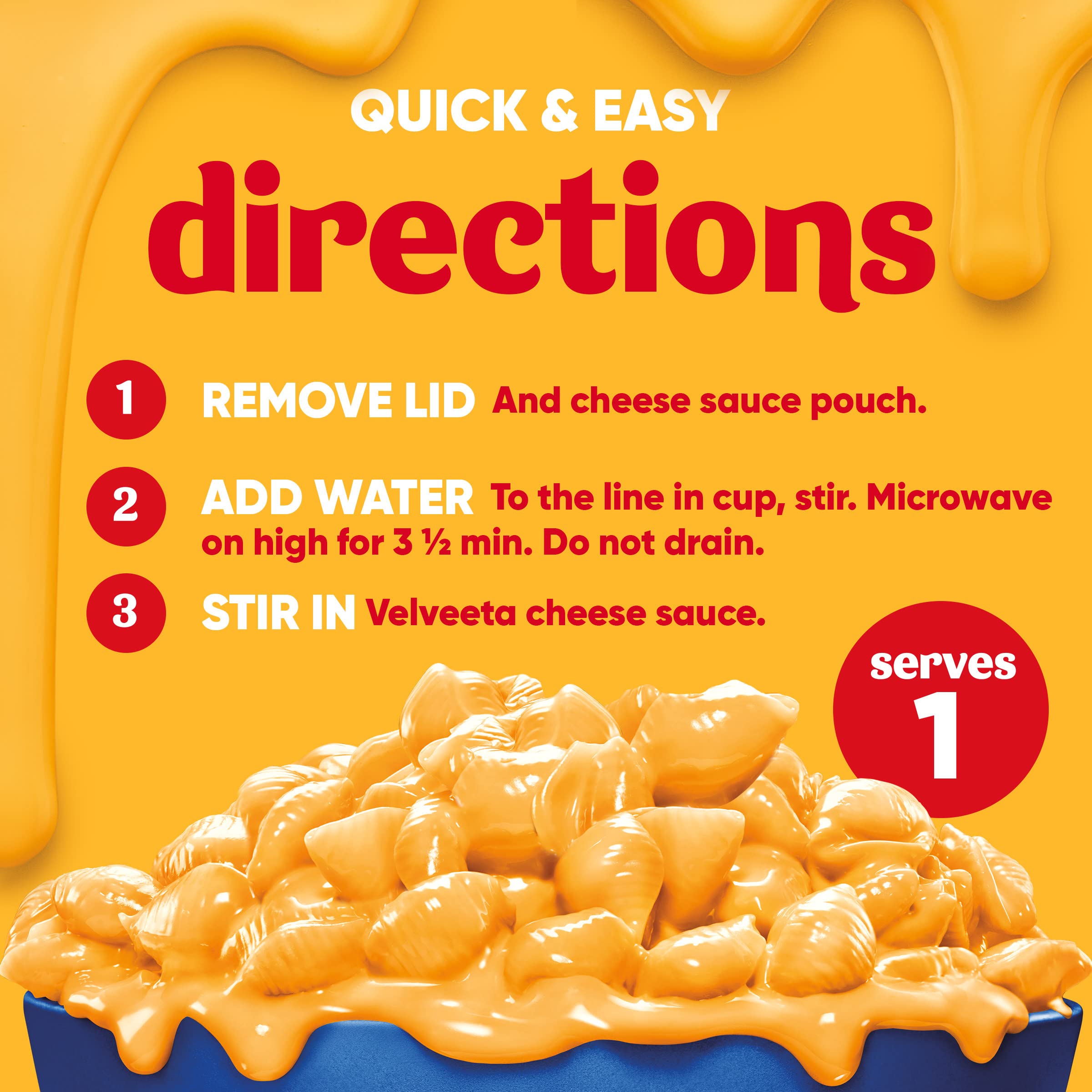 Velveeta Shells & Cheese Original Microwaveable Pasta with Cheese Sauce - 8 Count Box (2.39 oz Cups) | Quick & Easy Meal for Lunch, Dinner or Snacks