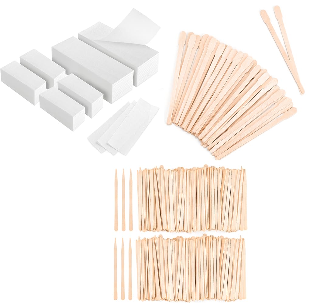 2400-Pcs Eyebrow Wax Sticks & 600-Count Wax Strips Kit - Professional Eyebrow Shaping & Hair Removal for Women - At-Home Salon & Travel Beauty Essential