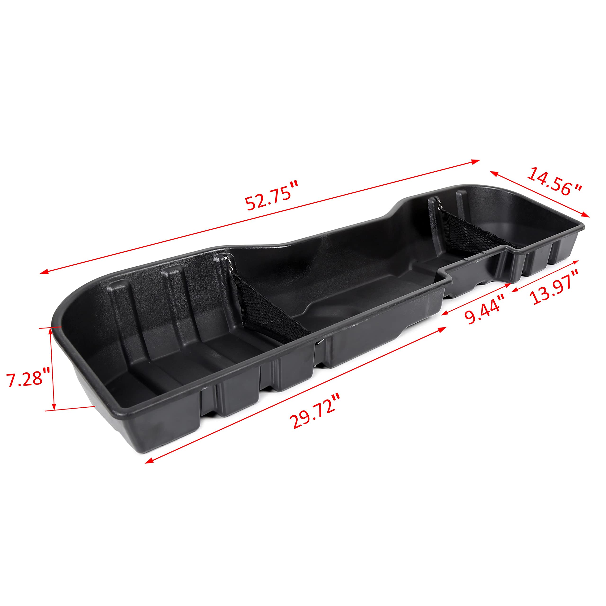 ECOTRIC Under Seat Storage Box Compatible with 2007-2019 Chevy Silverado & GMC Sierra 1500/2500HD/3500HD Crew Cab - Replacement for OEM Part #23183674 - Perfect for Organizing Tools, Emergency Kits, and Truck Accessories