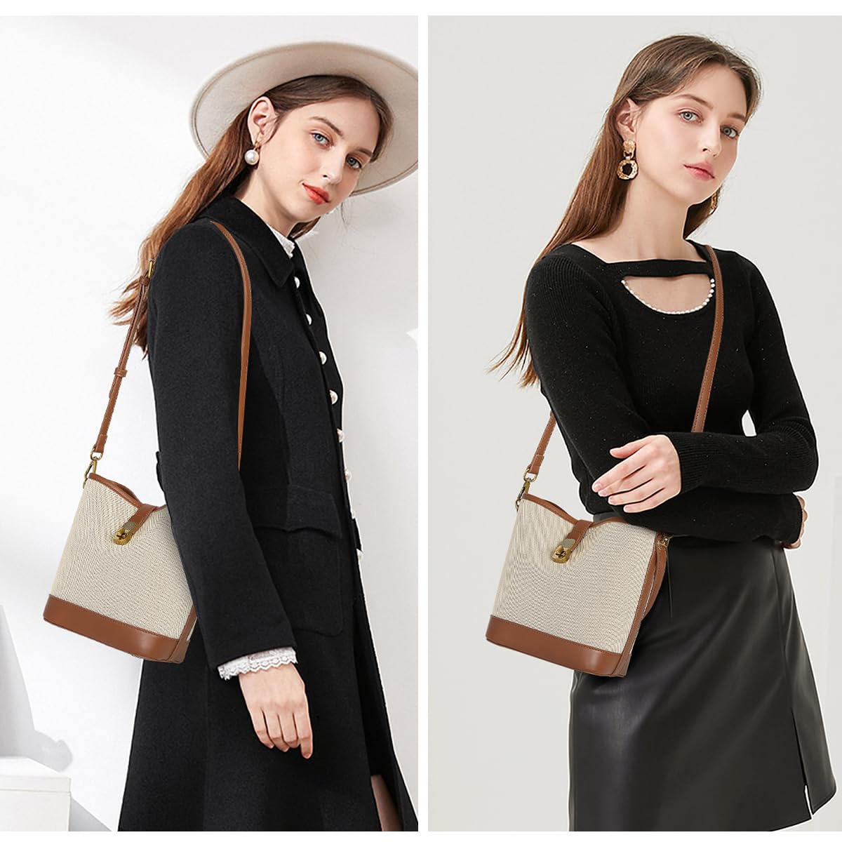 FOXLOVER Women's Small Bucket Bag - Fashionable Crossbody Shoulder Purse for Everyday Use, Work & Travel | Minimalist Designer Handbag
