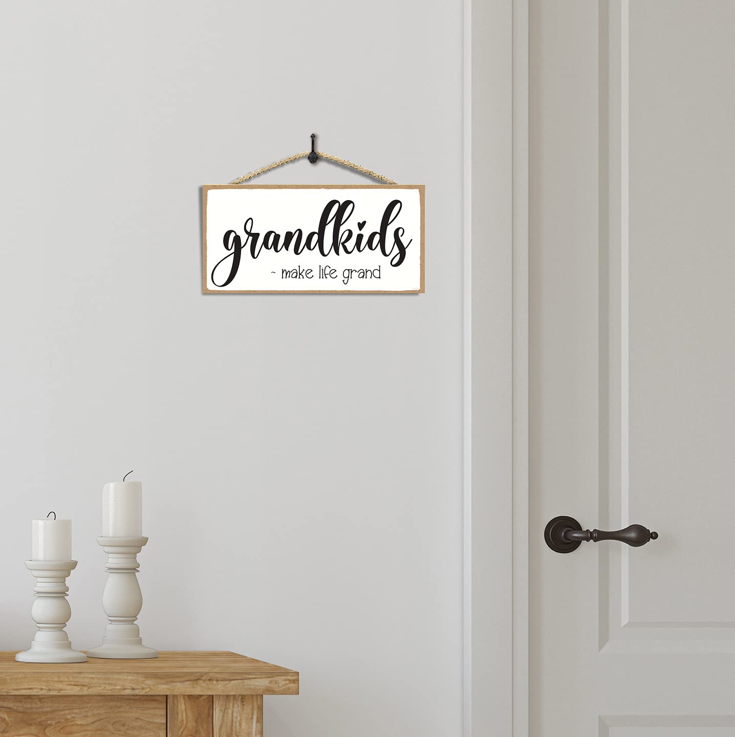 Grandkids Make Life Grand Sign - Rustic Wooden Wall Decor for Grandparents - 5x10 Inch Heartwarming Home Gift - Perfect for Nursery, Living Room & Family Gifts