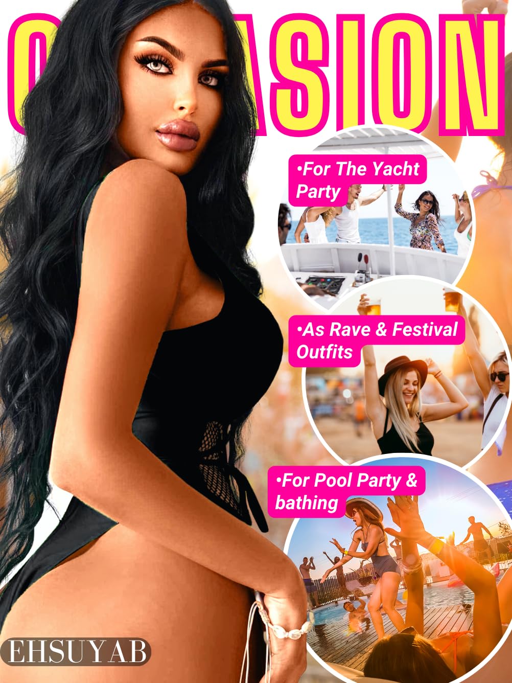 Sexy One Piece Swimsuits for Women - High Cut Backless Swimsuit with Plunge Neckline | Perfect for Beach, Pool, Rave & Summer Vacations