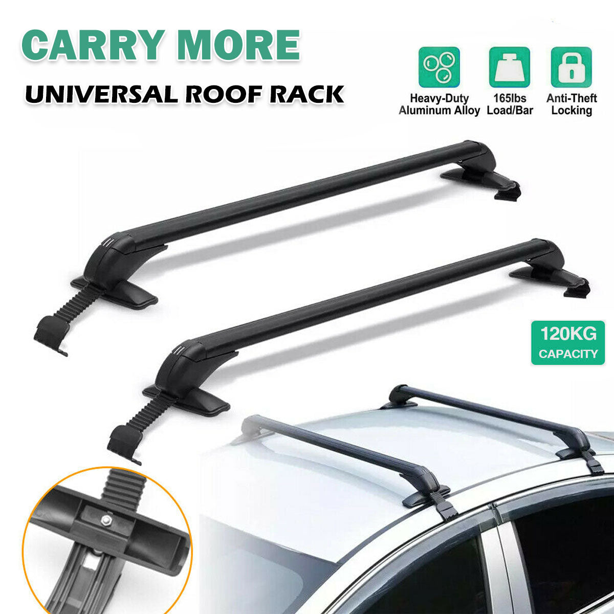 Universal 100cm Car Roof Rack Carrier - Adjustable Aluminum Alloy Cross Bars with Lock for SUV, Sedan, Truck | Perfect for Camping, Road Trips & Luggage Transport