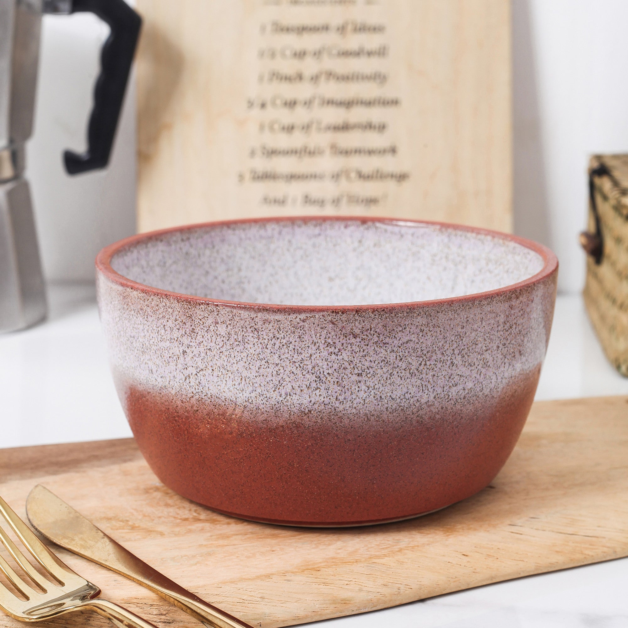 Vince Stoneware Bowl - Red Ceramic Serving Bowl for Soup, Salad, Pasta | Microwave & Dishwasher Safe | Perfect for Dining, Entertaining & Kitchen Decor