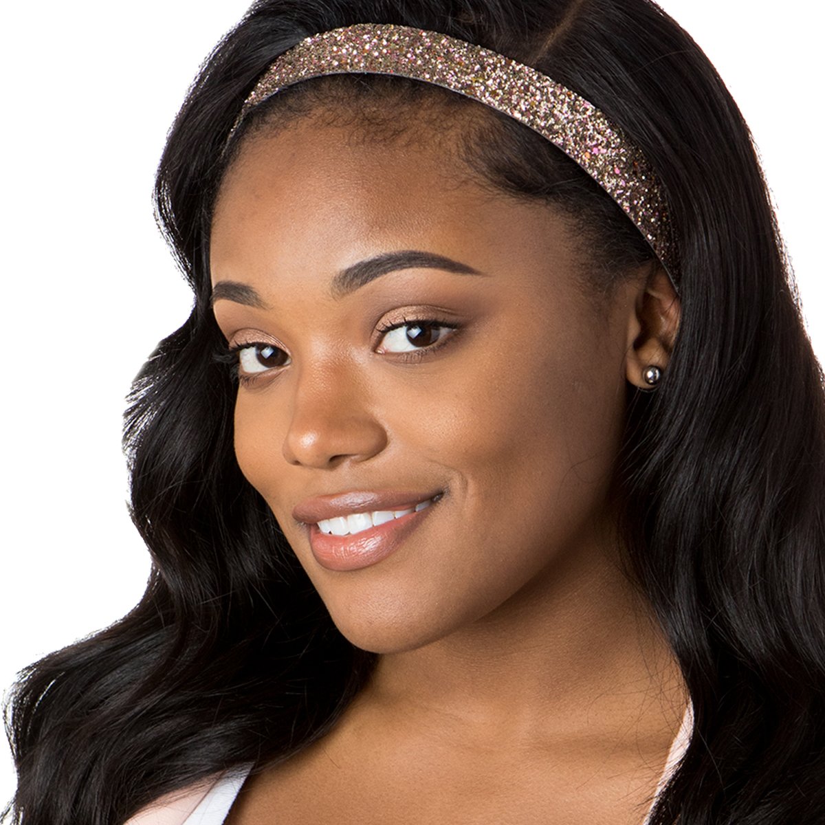 Sparkly Adjustable No-Slip Bling Headbands for Women, Girls & Teens - 4 Pack Mixed Rose Gold Glitter Headbands - Perfect for School, Workouts, Parties & Everyday Fashion