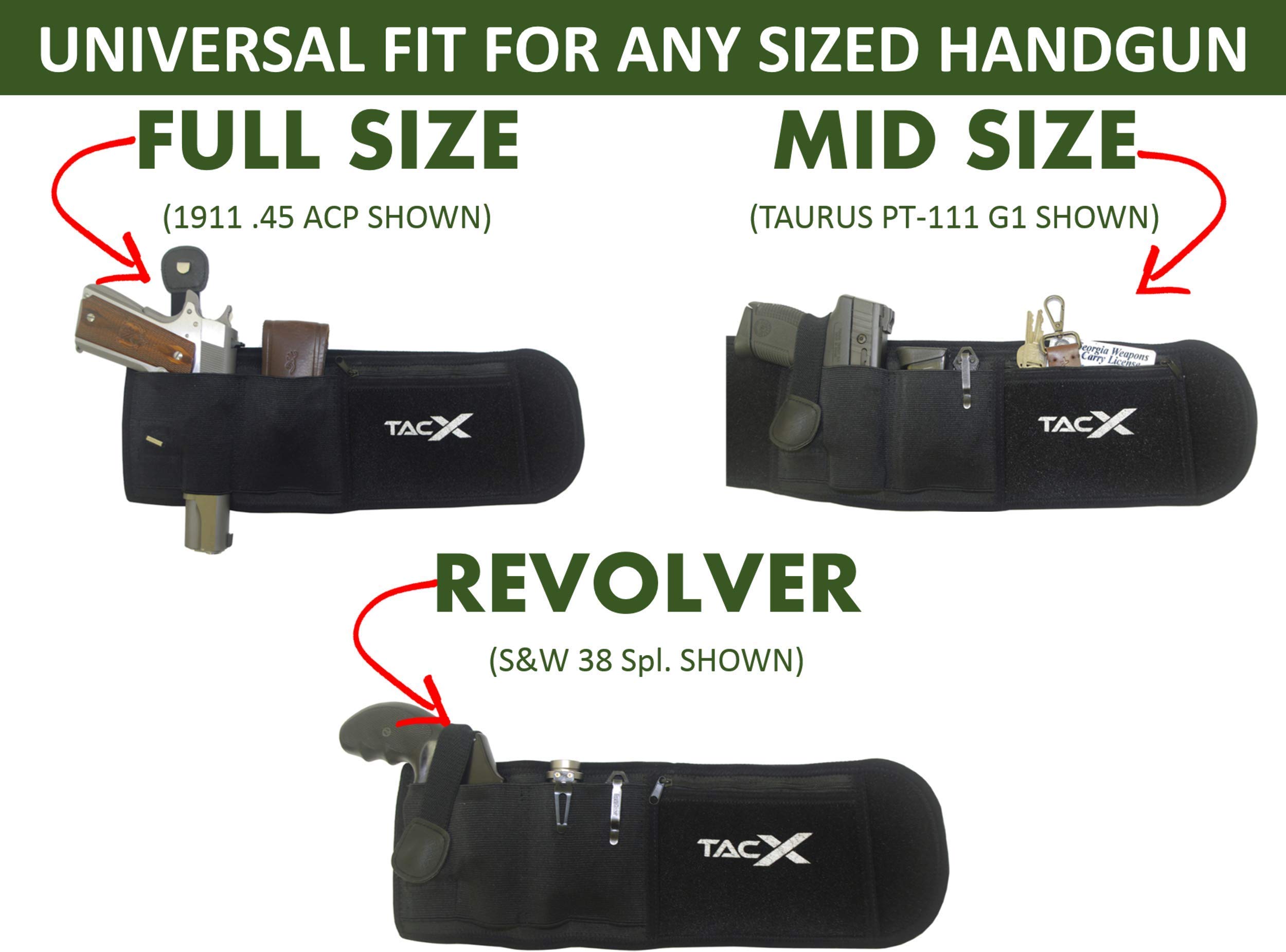 Concealed Carry Gun Holster for Right Hand - Belly Band with 2 Pack Gun Magnet | Comfortable & Secure Pistol Holder for Everyday Carry, Running, Hiking & Outdoor Activities