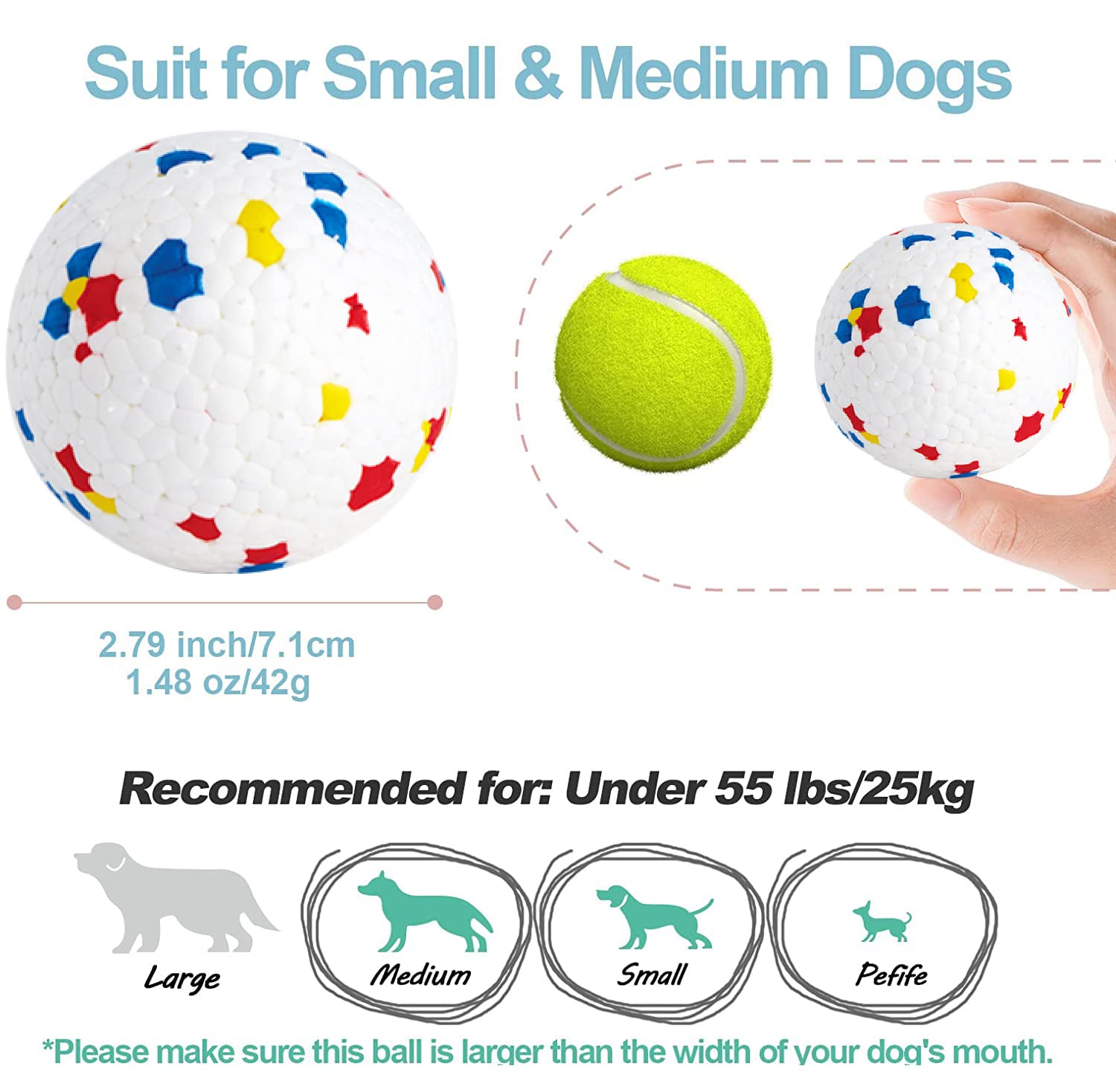 Indestructible Dog Ball Toys for Aggressive Chewers - Durable TPR Rubber Chew Toy, Floating & Bouncy Fetch Ball for Large Dogs - Perfect for Water Play, Outdoor Fetch Games & Power Chewers