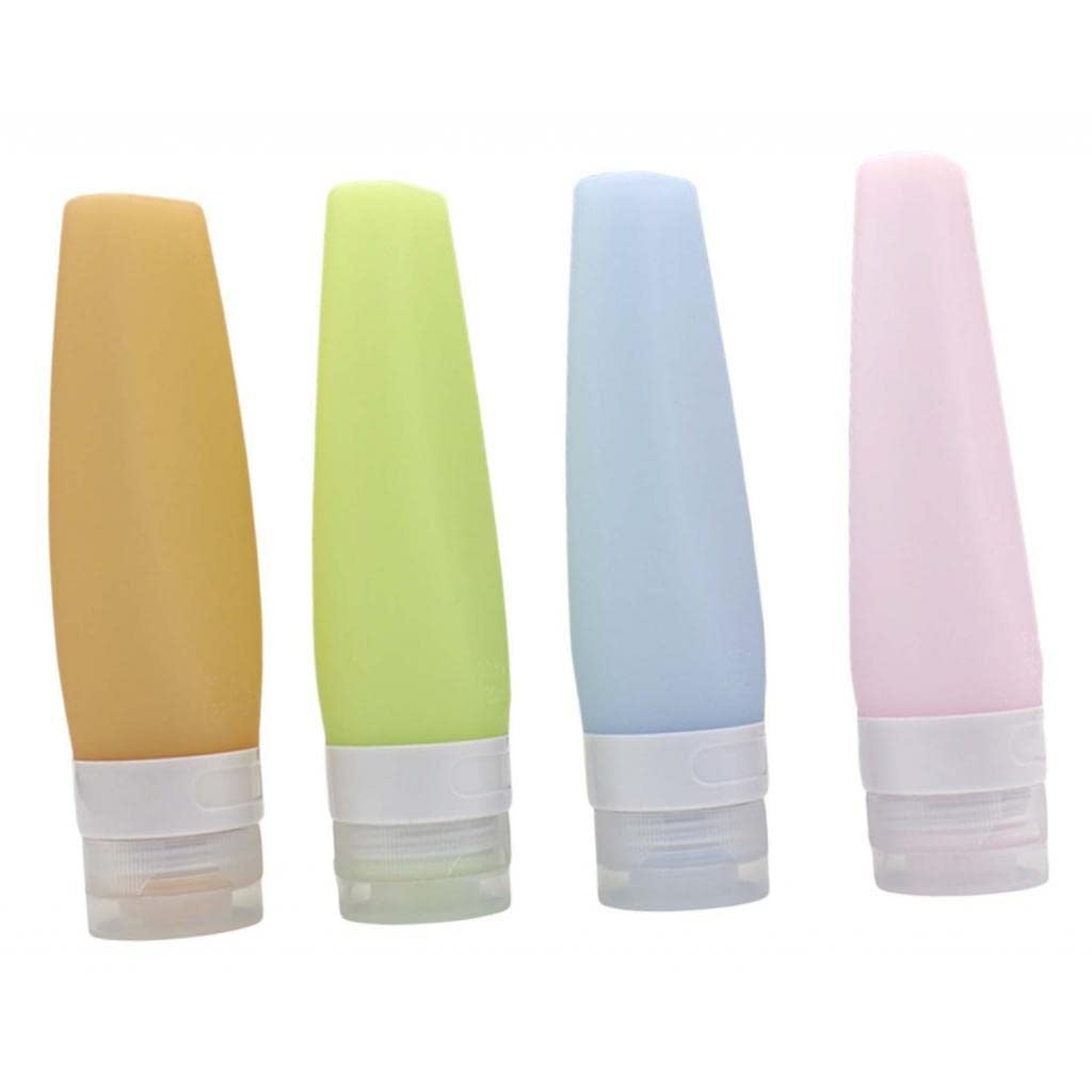 4-Pack Silicone Travel Bottles Kit - Leak-Proof Refillable Toiletry Containers for Shampoo, Lotion & Liquids | TSA Approved Travel Accessories for Vacation, Gym & Camping
