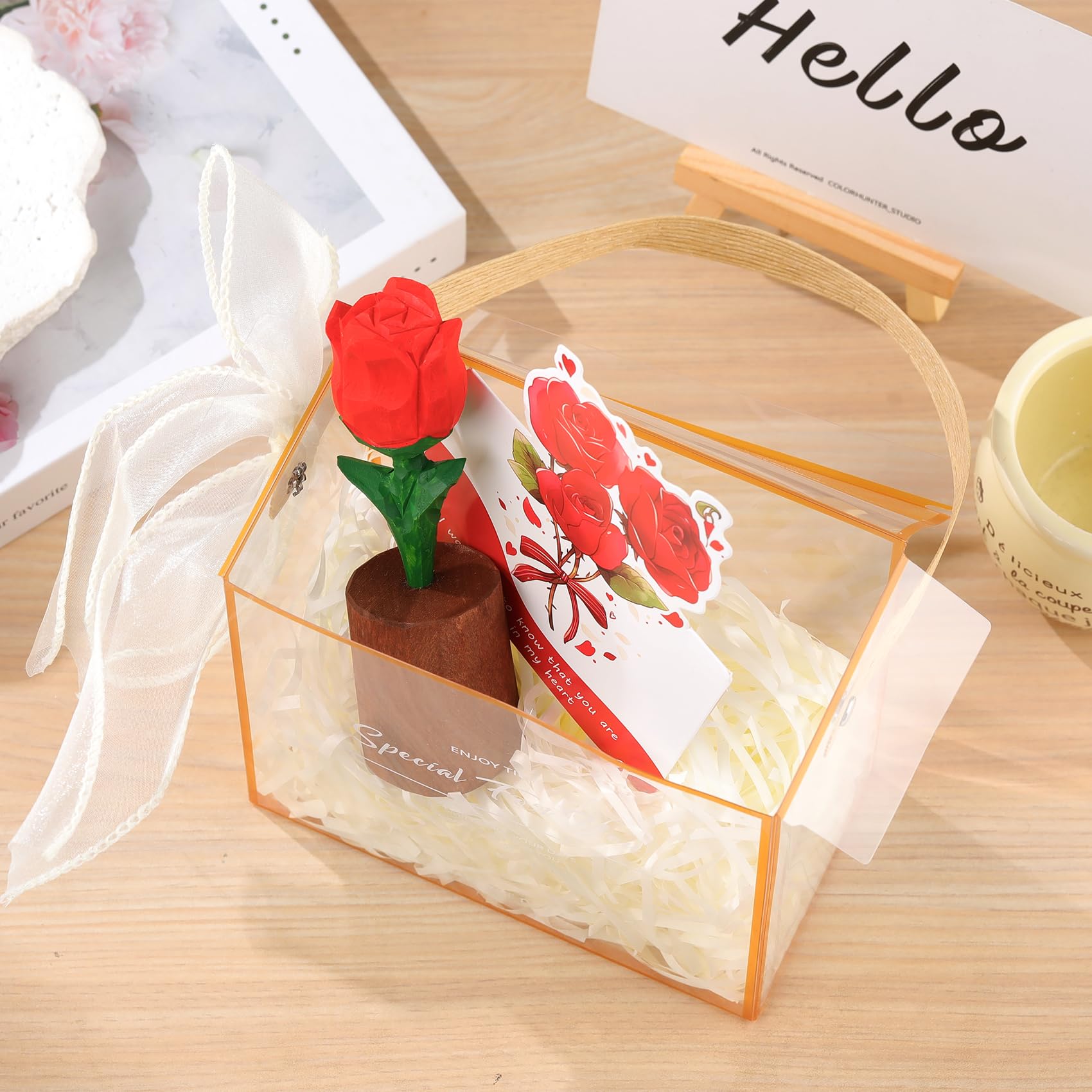 Hand-Carved Wooden Red Rose - Unique Mother's Day & Birthday Gift for Mom, Wife & Women | Handmade Forever Rose for Home & Office Decoration | Perfect for Valentine's Day, Anniversary & Wedding Decor