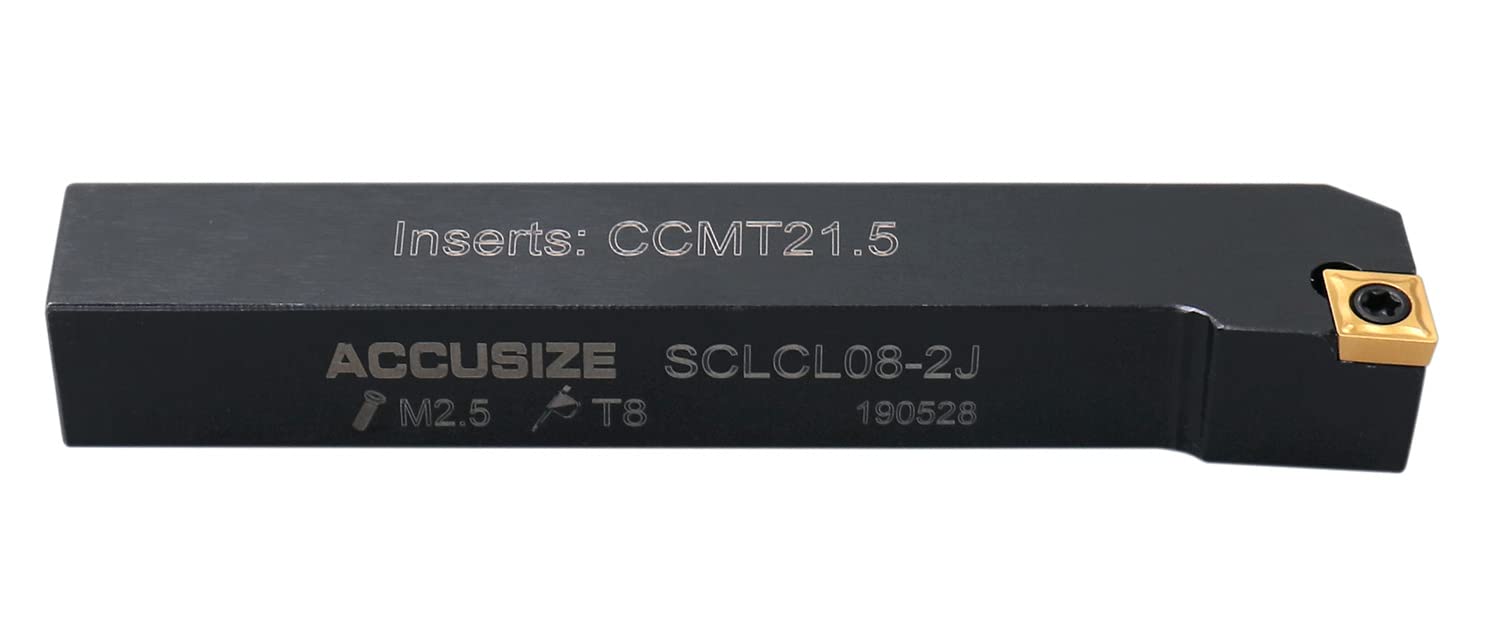 Accusize Industrial Tools 7-Piece 1/2'' Indexable Carbide Turning Tool Set with Fitted Case (2387-2004) - Perfect for Lathe Turning, Facing, and Threading Operations in Metalworking