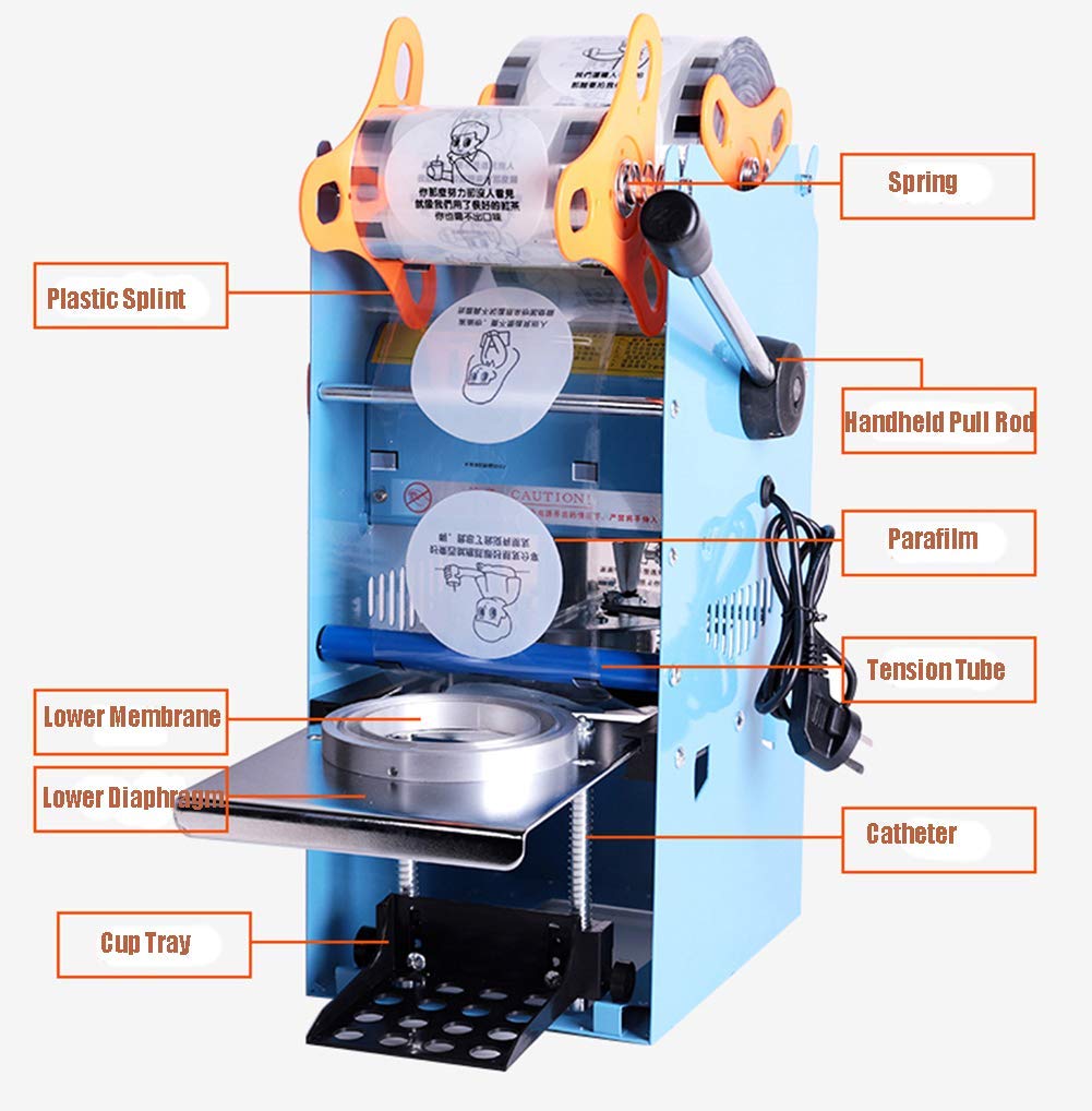 TOPCHANCES 270W Manual Plastic Milk Tea Cup Sealing Machine - 300-500 Cups/Hour Electric Coffee Cup Sealer for 180mm Tall & 95mm Diameter Cups - Perfect for Bubble Tea Shops, Coffee Stands, and Takeout Businesses