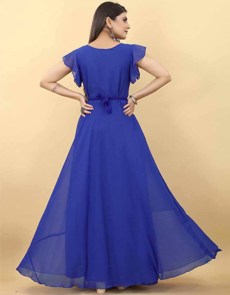 Elegant Blue Designer Party Gown for Women - Perfect for Evening Events, Prom, Weddings & Special Occasions