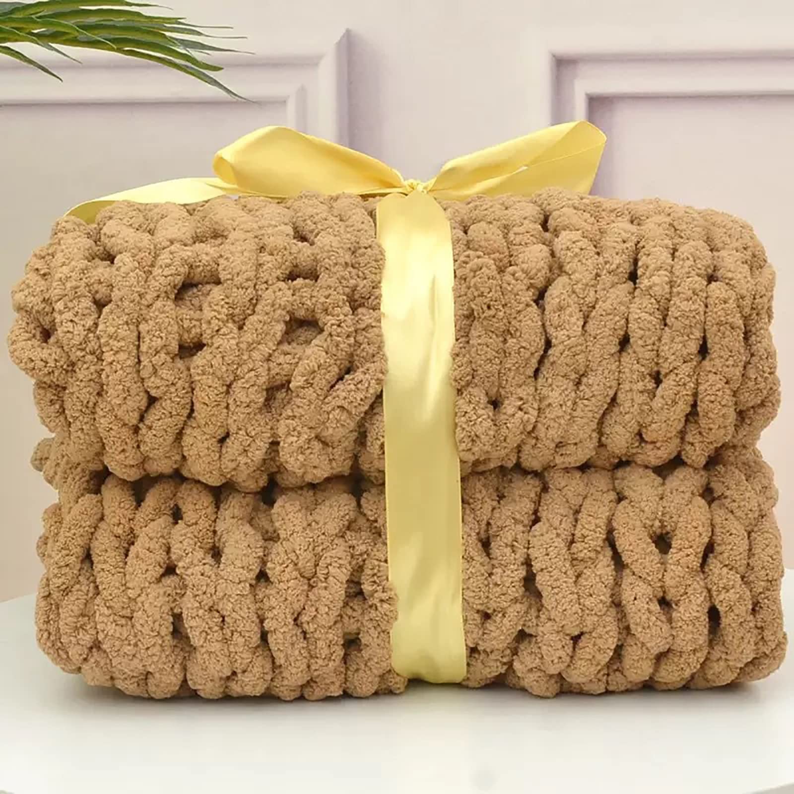 Luxury Chunky Knit Blanket - Soft Chenille Hand-Woven Throw Blanket for Bed, Sofa & Nursery - Cozy Home Decor Gift for Adults, Pets & Babies (180x200cm, Beige) - Perfect for Winter Snuggling, Couch Lounging & Nursery Comfort