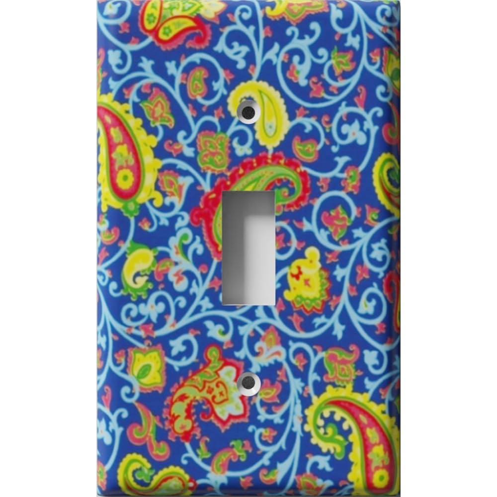 Blue Yellow Paisley Light Switch Cover - Single Toggle Wall Plate for Home Decor