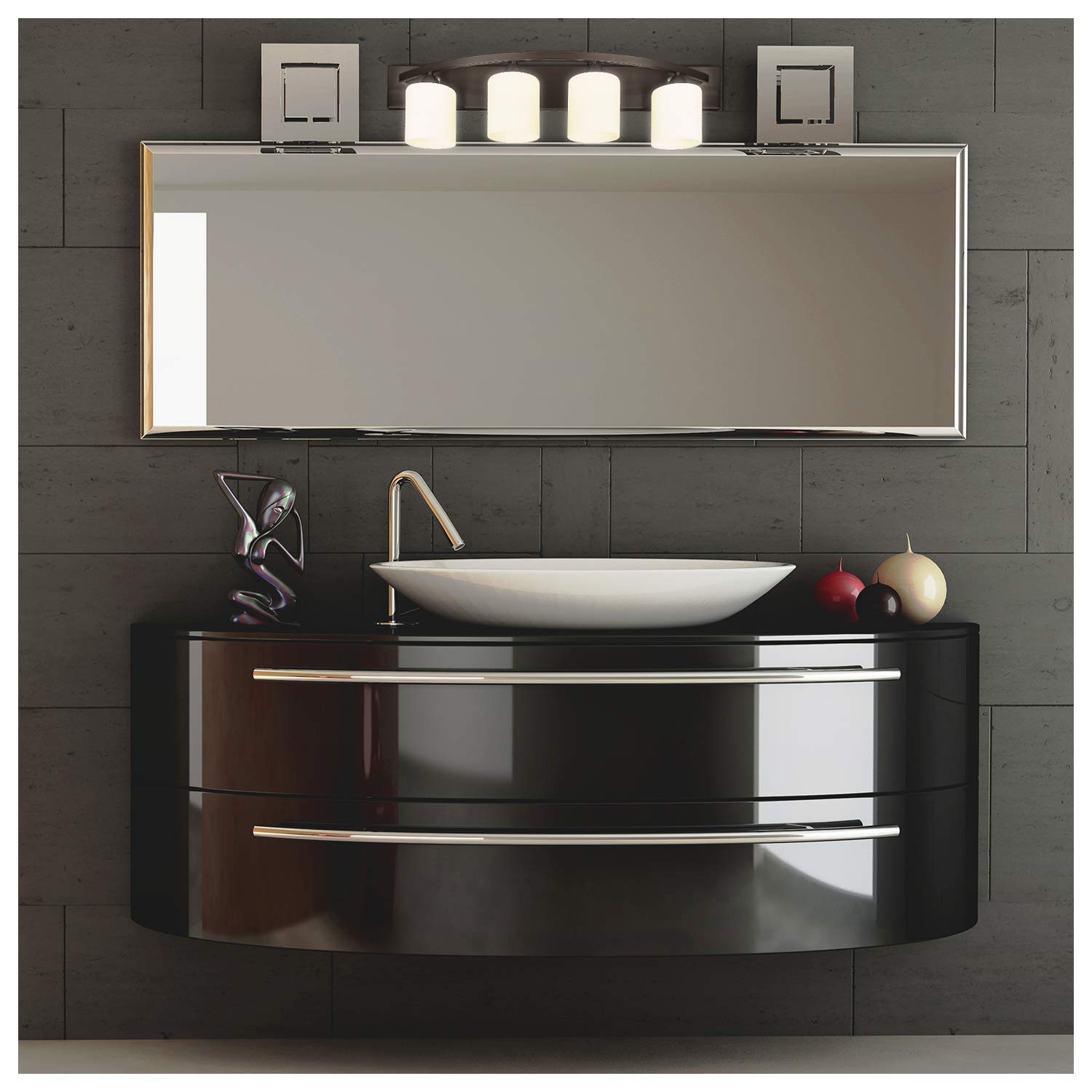 Modern Bathroom Vanity Light Fixture with Glass Globes - Brushed Nickel or Oil Rubbed Bronze Finish - 4-Light Wall Sconce for Bathroom Mirror Lighting - Perfect for Home, Hotel, and Spa Decor