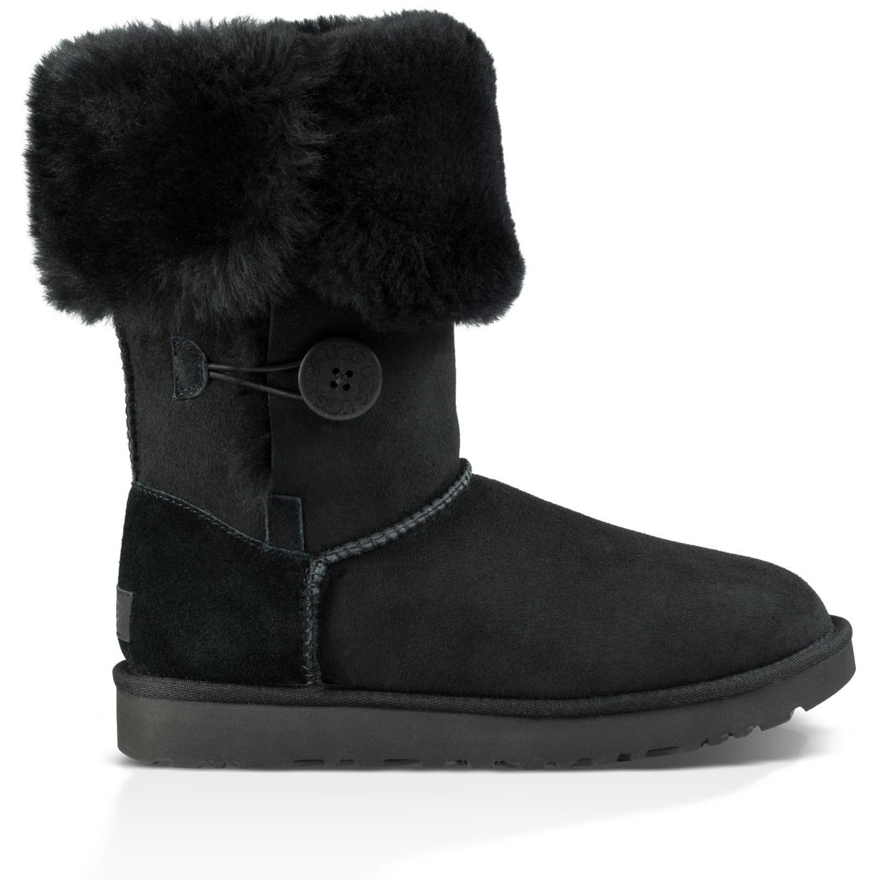 UGG Women's Bailey Button Triplet II Boots - Genuine Sheepskin Winter Boots with Triplet Buttons, Black | Warm & Comfortable for Snow, Cold Weather & Casual Outfits