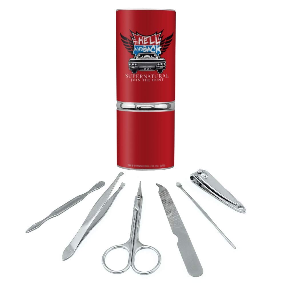 Supernatural To Hell and Back Stainless Steel Manicure Pedicure Set - Professional Grooming Kit for Nail Care, Travel Beauty Essentials - Perfect for Home Spa, Salon Use & On-the-Go Grooming