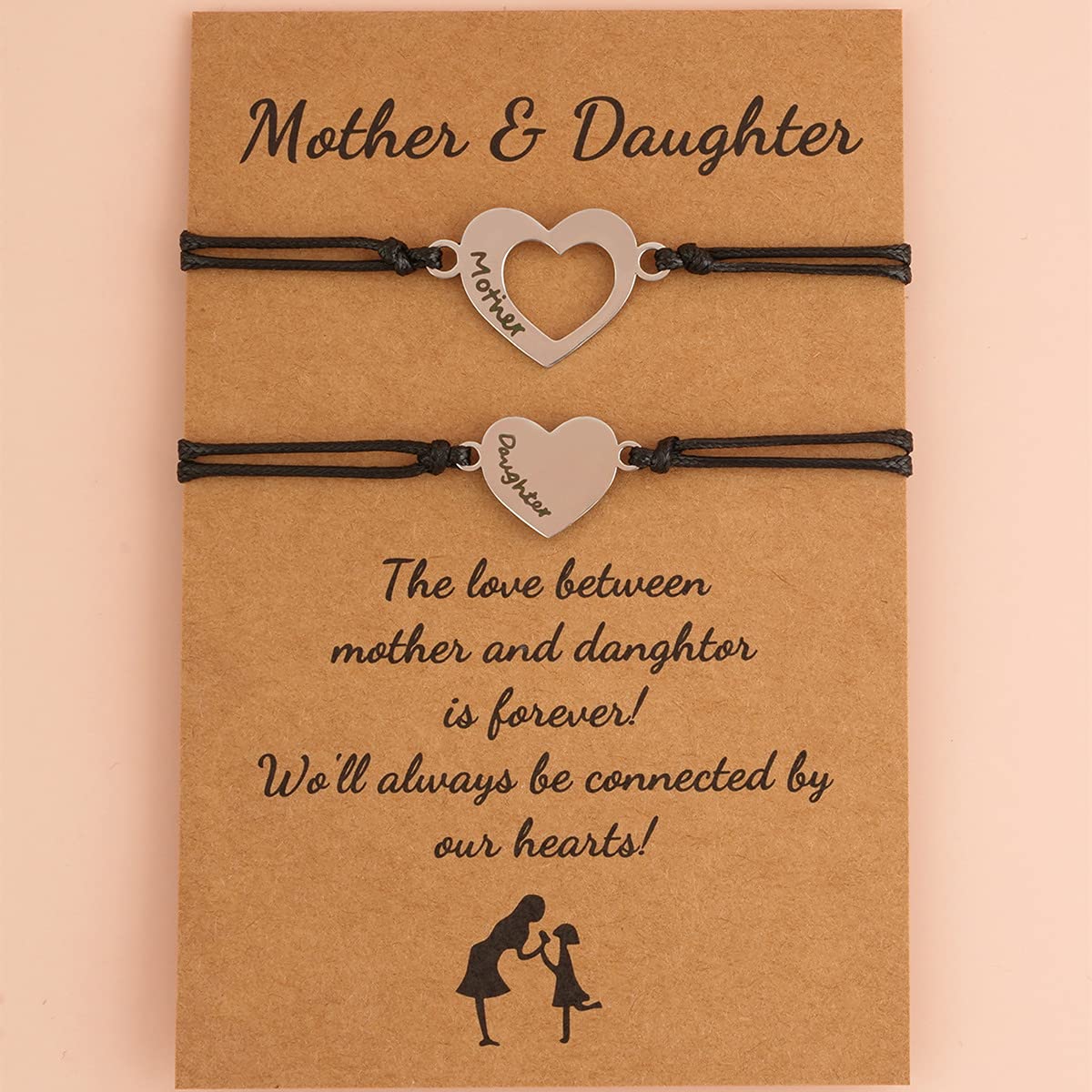 Matching Mother Daughter Bracelets Set - Heart Charm Jewelry Gift for Mom & Daughter - Perfect for Birthdays, Anniversaries & Special Occasions