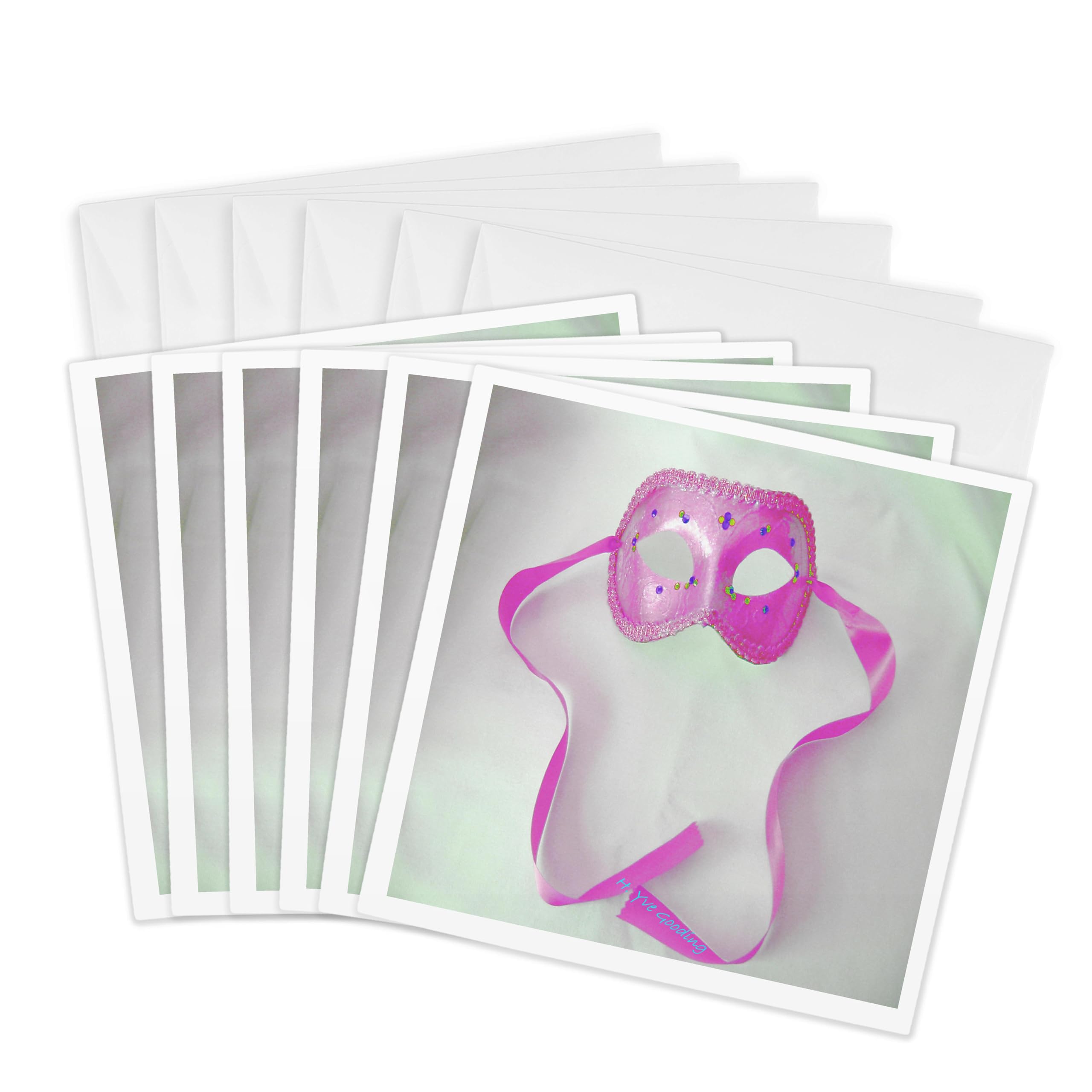 3D Rose Greeting Cards - Elegant Masquerade in Delicate Pink, Set of 6 Blank Cards for Birthdays, Weddings & Special Occasions (gc_6998_1) | Perfect for Party Invitations, Thank You Notes & Holiday Greetings