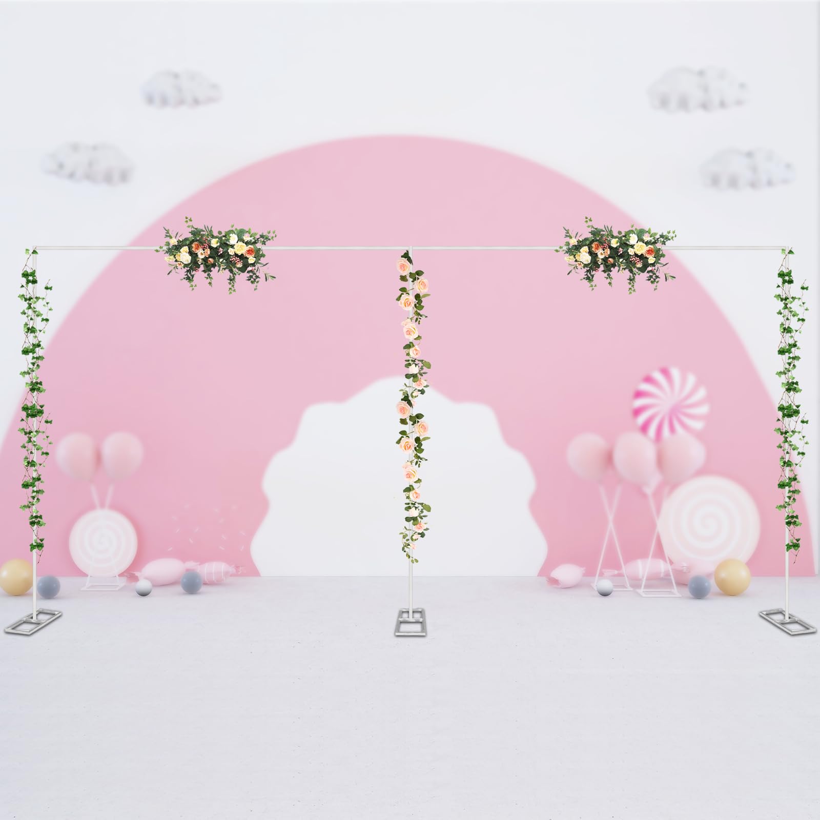 19.6Ft x 9.8Ft Metal Wedding Arch Backdrop Stand - Square Arch Frame for Garden Weddings, Photo Booth, Ceremonies & Events - Durable Silver Wedding Decoration Props (Perfect for Outdoor/Indoor Venues)