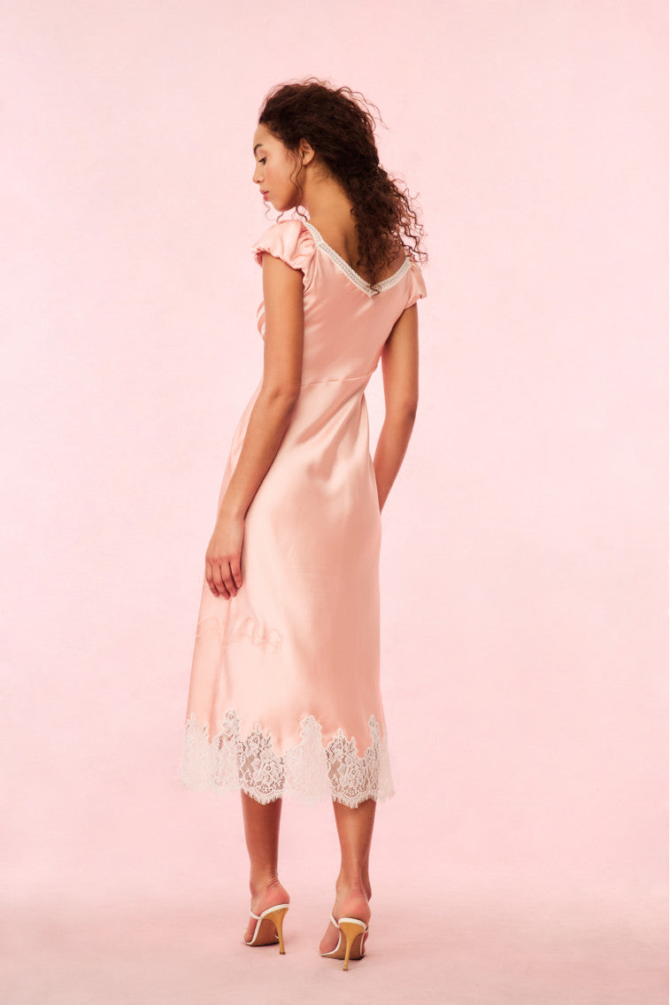 Vintage Nude Brinkley Dress - Elegant Flowy Midi Dress for Women | Perfect for Weddings, Parties & Date Nights