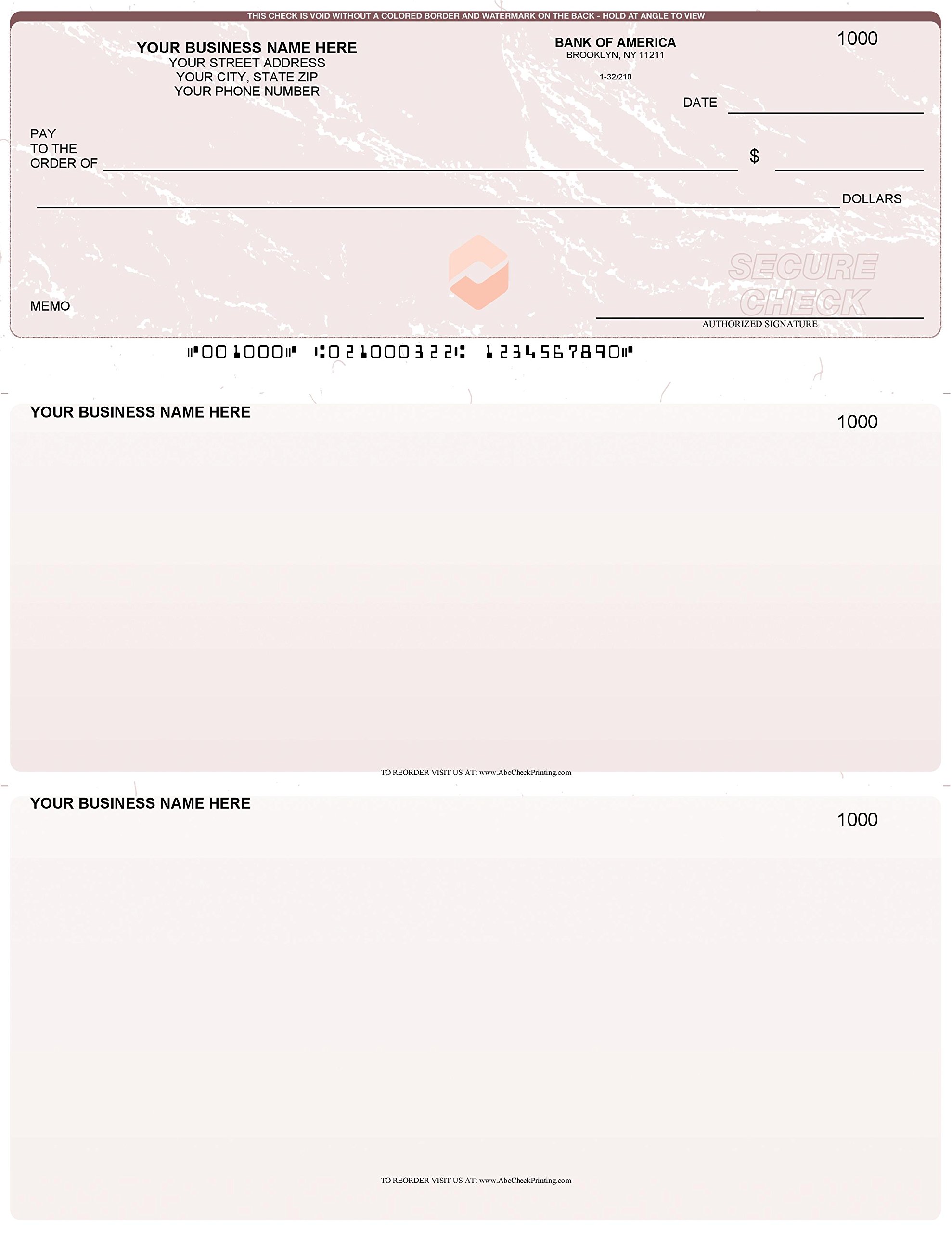 ABC Printed Business Checks Compatible with QuickBooks - Top Quality Red Marble Design (1000 Sheets) for Professional Accounting & Bookkeeping