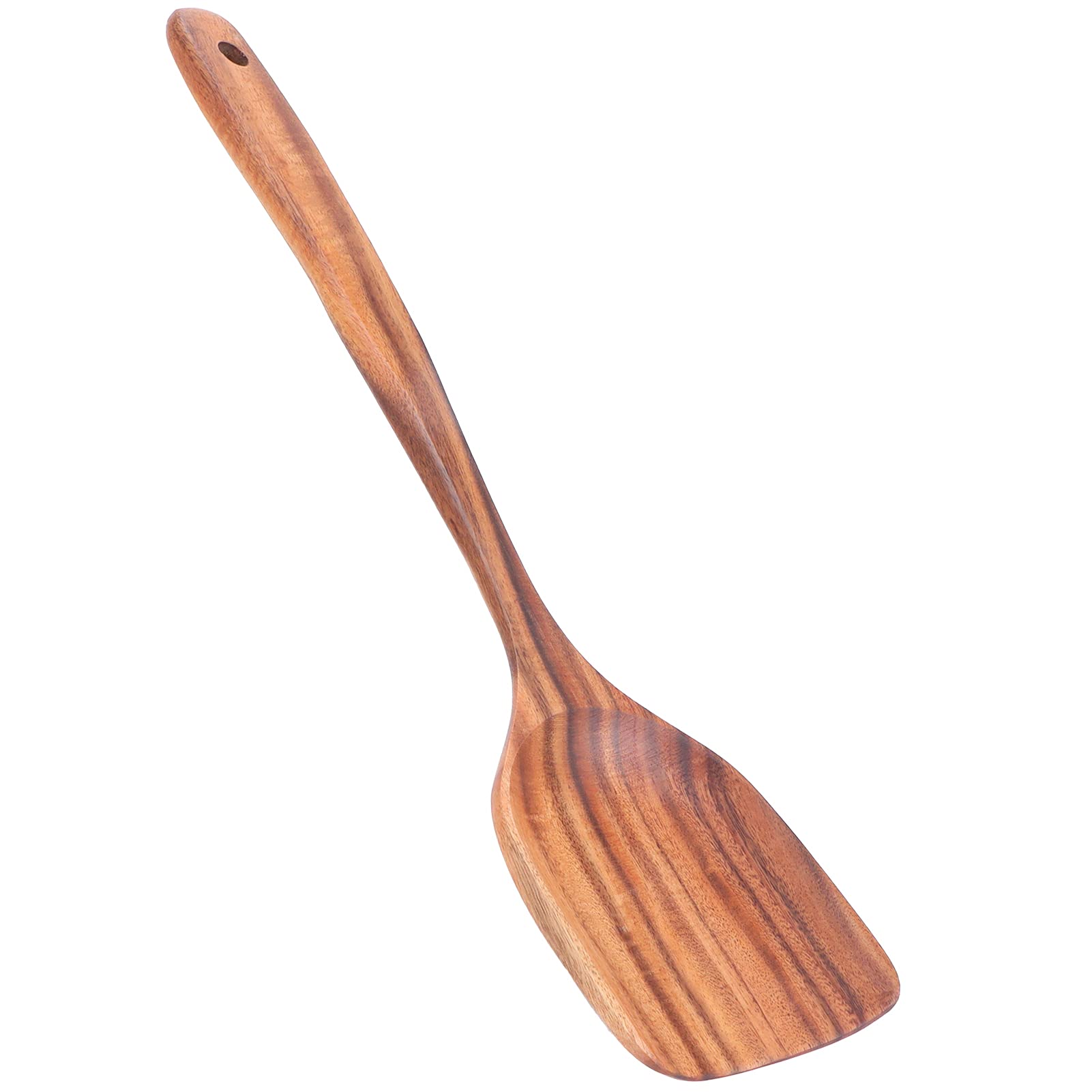 Wooden Spatula with Long Handle - Handmade Nonstick Cooking Utensil for Frying, Baking, Salad Mixing & Cake Decorating - Perfect for Kitchen, BBQ and Outdoor Cooking