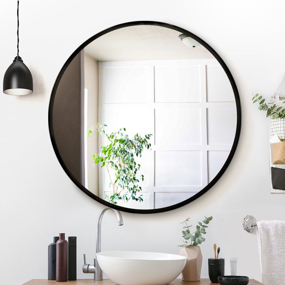 Embellir 36-Inch Round Wall Mirror - Black Framed Bathroom Vanity Mirror for Makeup & Home Decor - Perfect for Bedroom, Living Room, and Bathroom