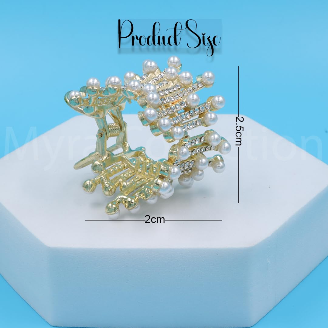 Myra Collection 1 Piece Pearl Hair Claw Clip - Elegant Hair Accessories for Women & Girls - Perfect for Weddings, Parties and Everyday Styling
