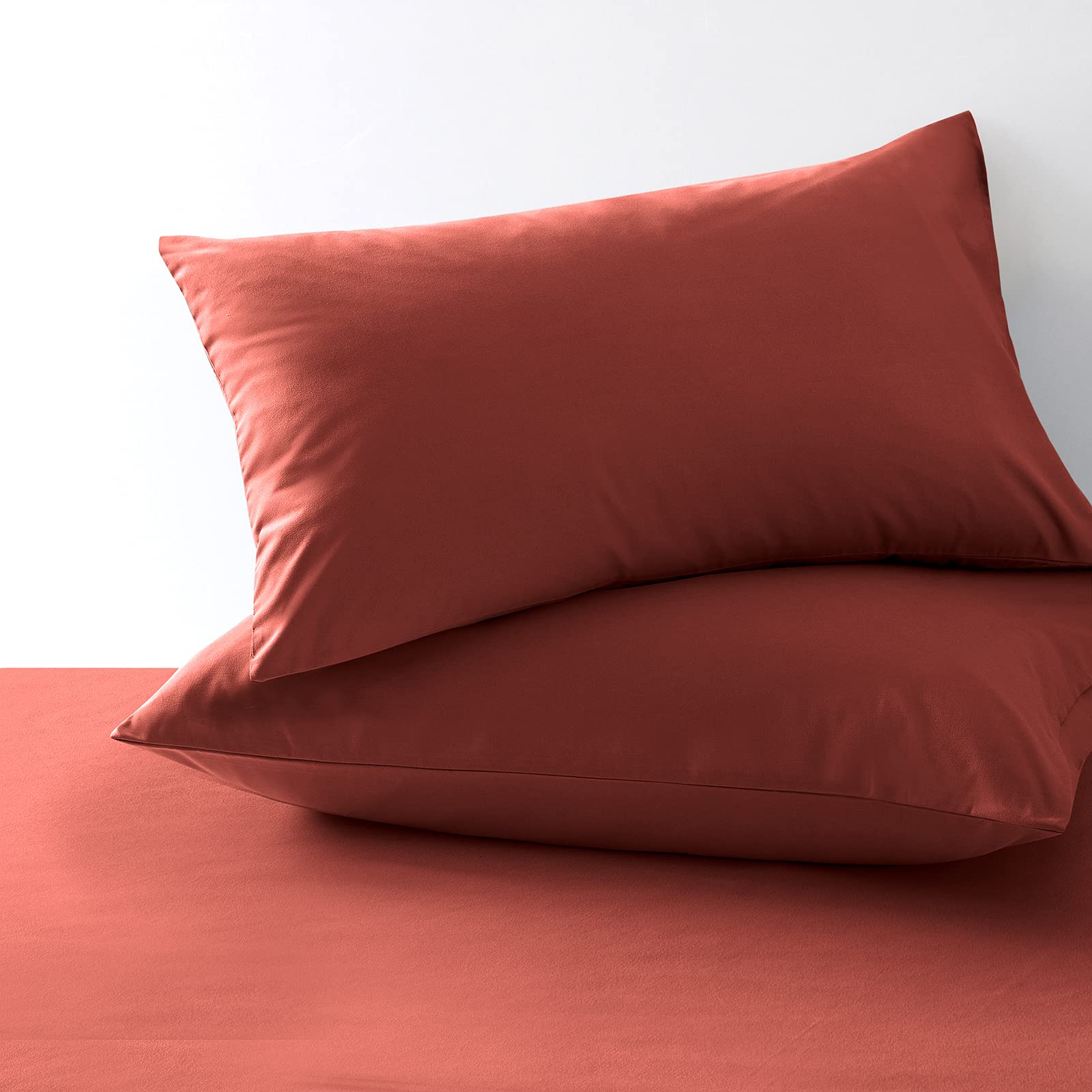 Premium 2 Pack King Size Pillow Cases - 1800 Thread Count Microfiber Pillow Cover Set with Envelope Closure, Ultra Soft & Wrinkle Resistant, 20x36 Inches (Orange Rust) - Perfect for Bedroom, Hotel & Home Decor