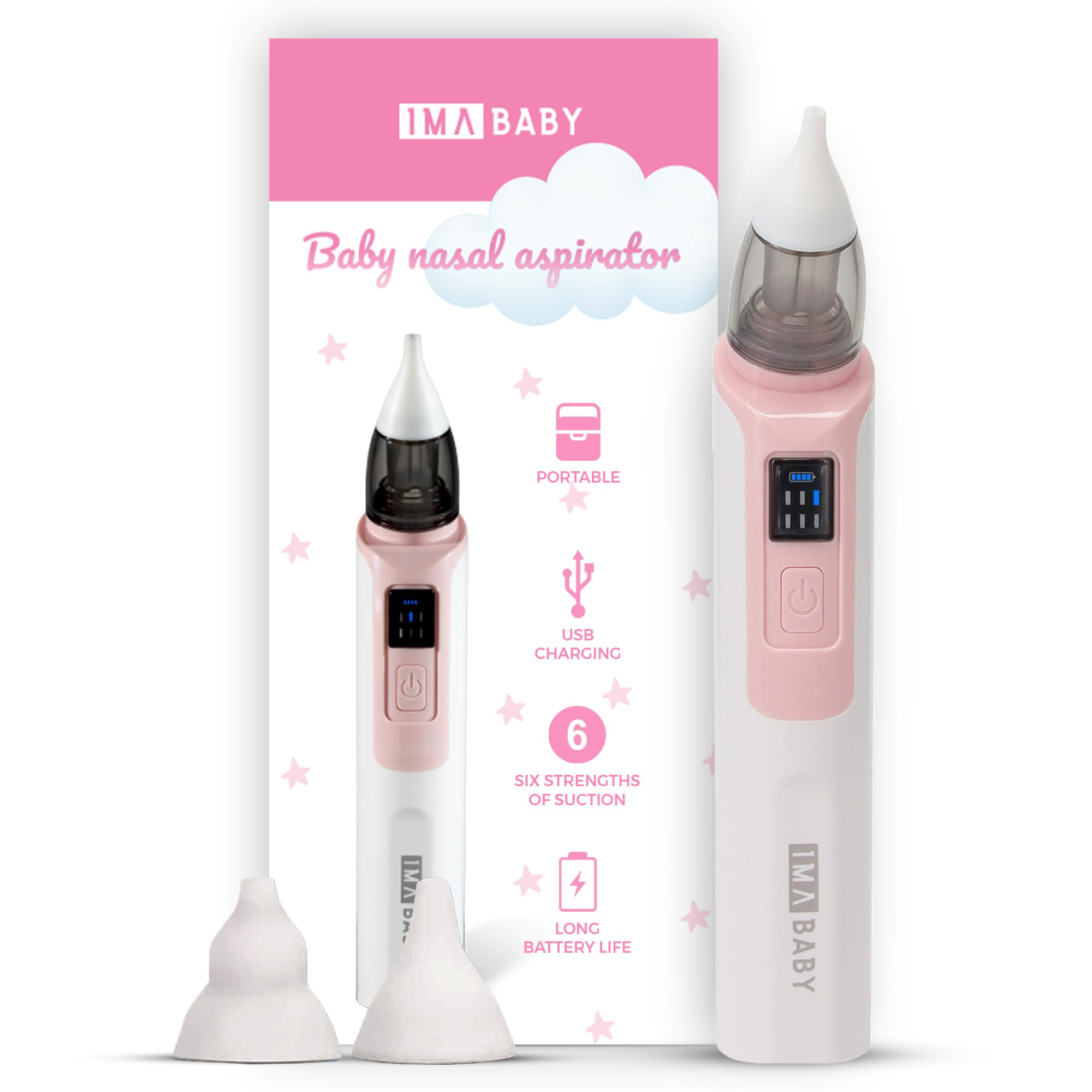 Electric Baby Nasal Aspirator - 6 Suction Levels, USB Rechargeable for Newborns at Home & Travel