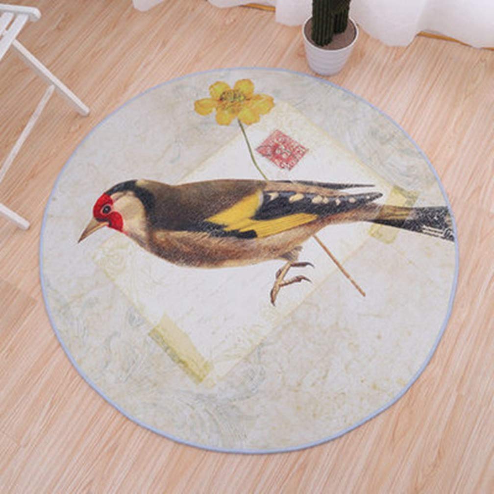 MOXIC Soft Round Non-Slip Kids Rug - 3'x3' Cartoon Bird Animal Nursery Carpet for Baby Crawling, Playroom, Bedroom & Living Room | Modern Nordic Style Home Decor Floor Mat for Toddler Safety & Comfort