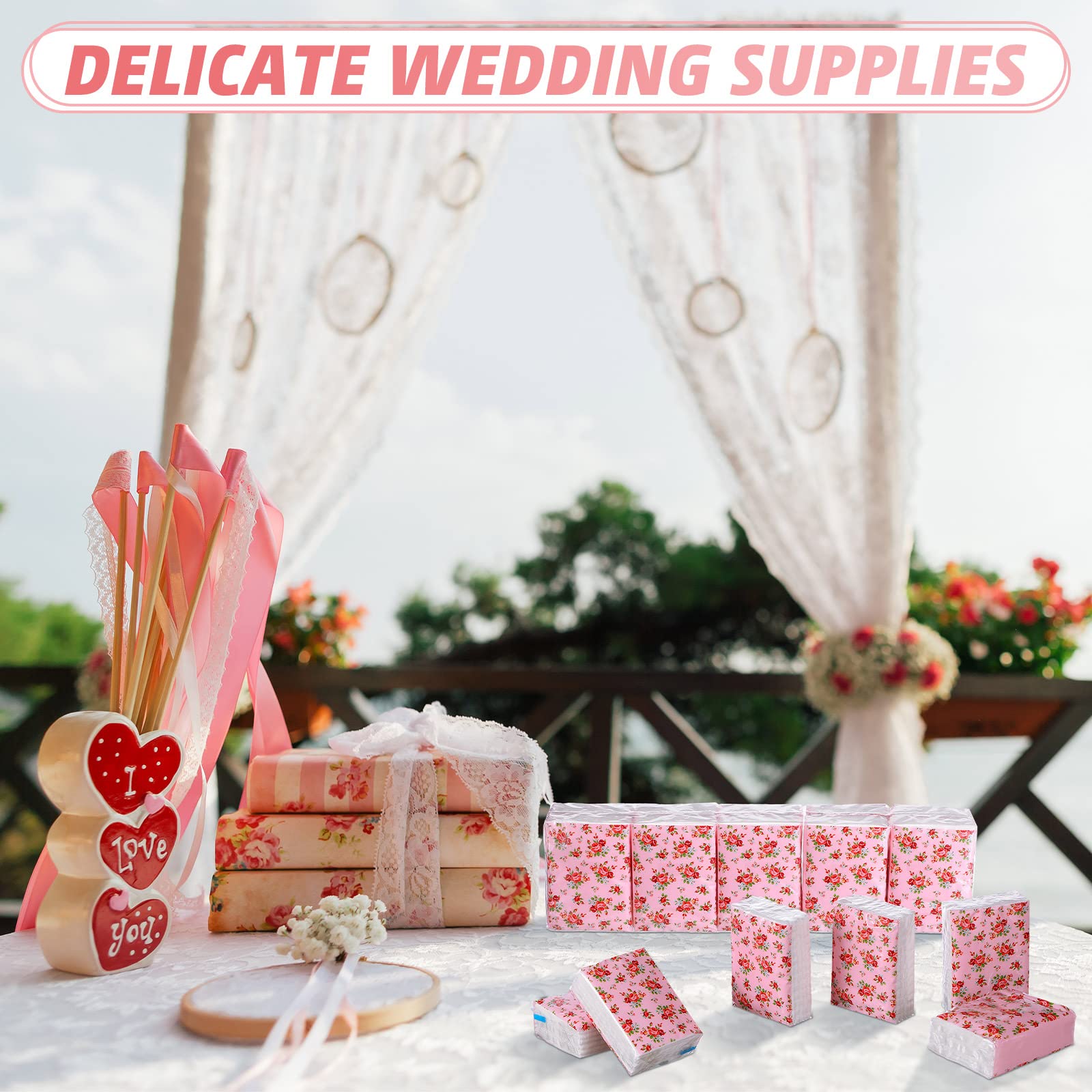100 Pack Floral Travel Tissue Pockets - Soft 3-Ply Mini Facial Tissues for Wedding, Holiday & Spring Picnic (7 Sheets Each) | Perfect for Purse, Car, Office & On-the-Go Use
