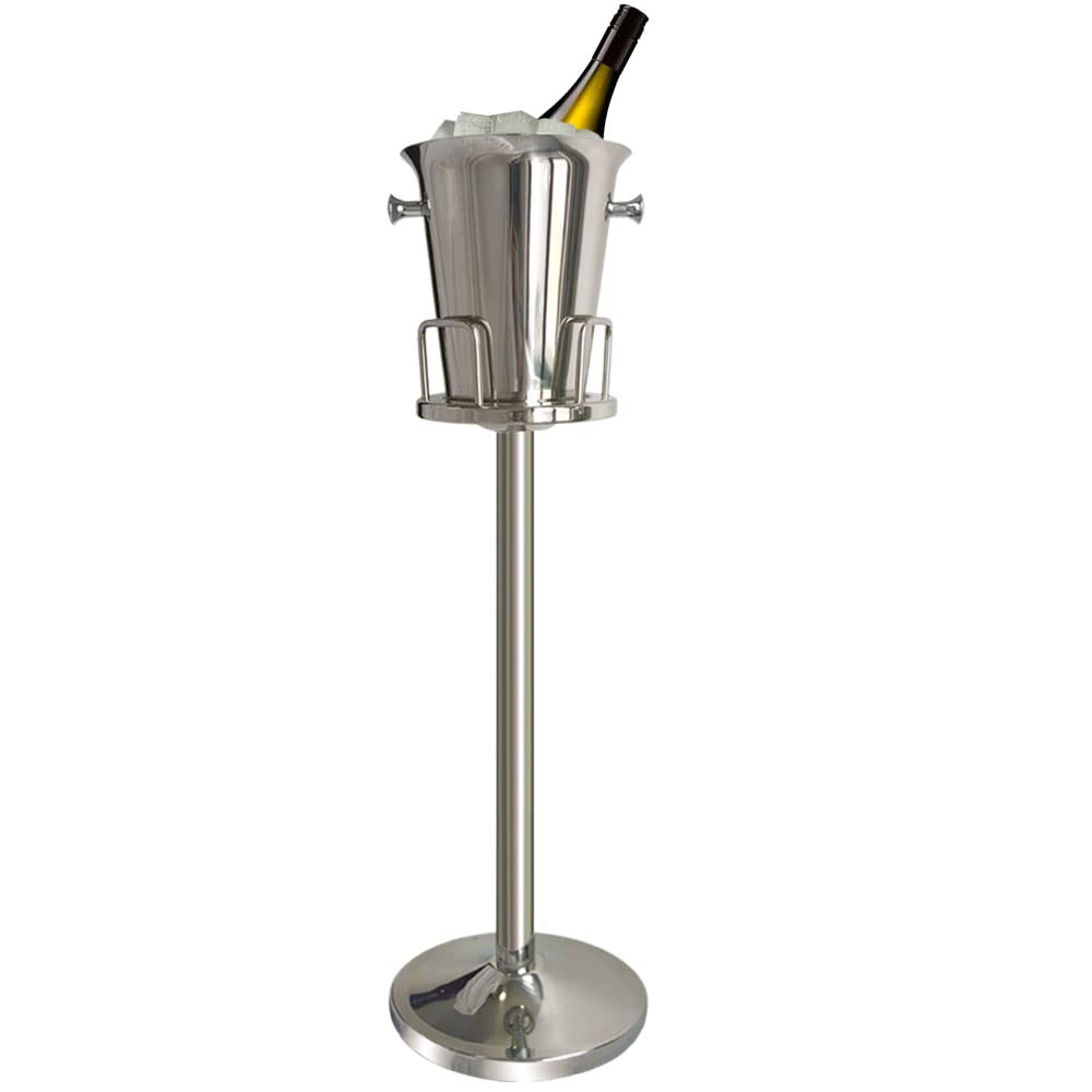 Premium Stainless Steel Ice Bucket with Stand - 12Lb 5L Capacity for Wine, Beer, Champagne - Elegant Gold/Silver Finish for Christmas, KTV, Club, Bar, BBQ, Wedding & Party Celebrations - Perfect for Chilling Drinks & Entertaining Guests