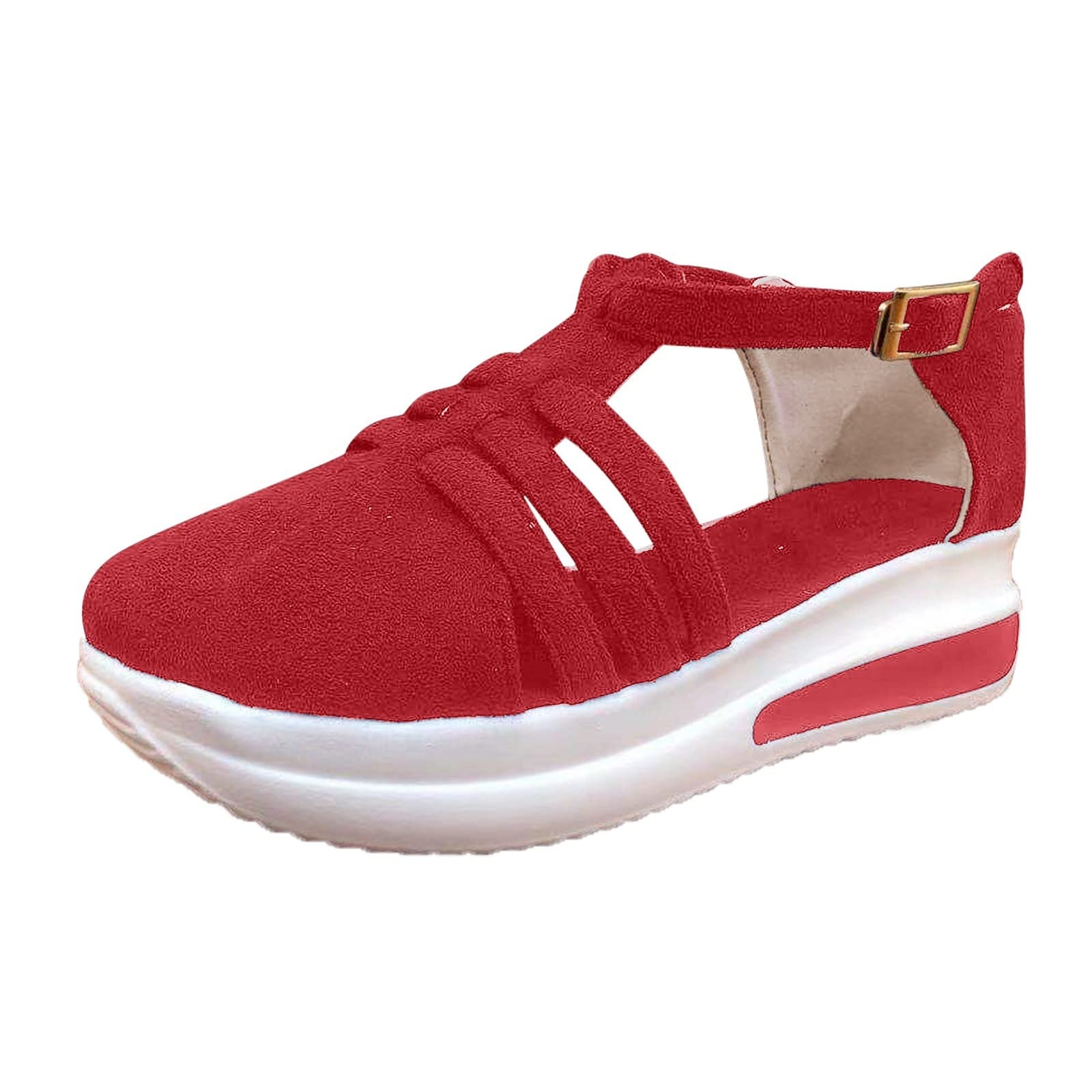 2024 Women's Orthopedic Sandals - Peep Toe Platform Wedge Shoes with Ankle Buckle | Comfortable Dressy Summer Sandals for Walking, Travel & Work