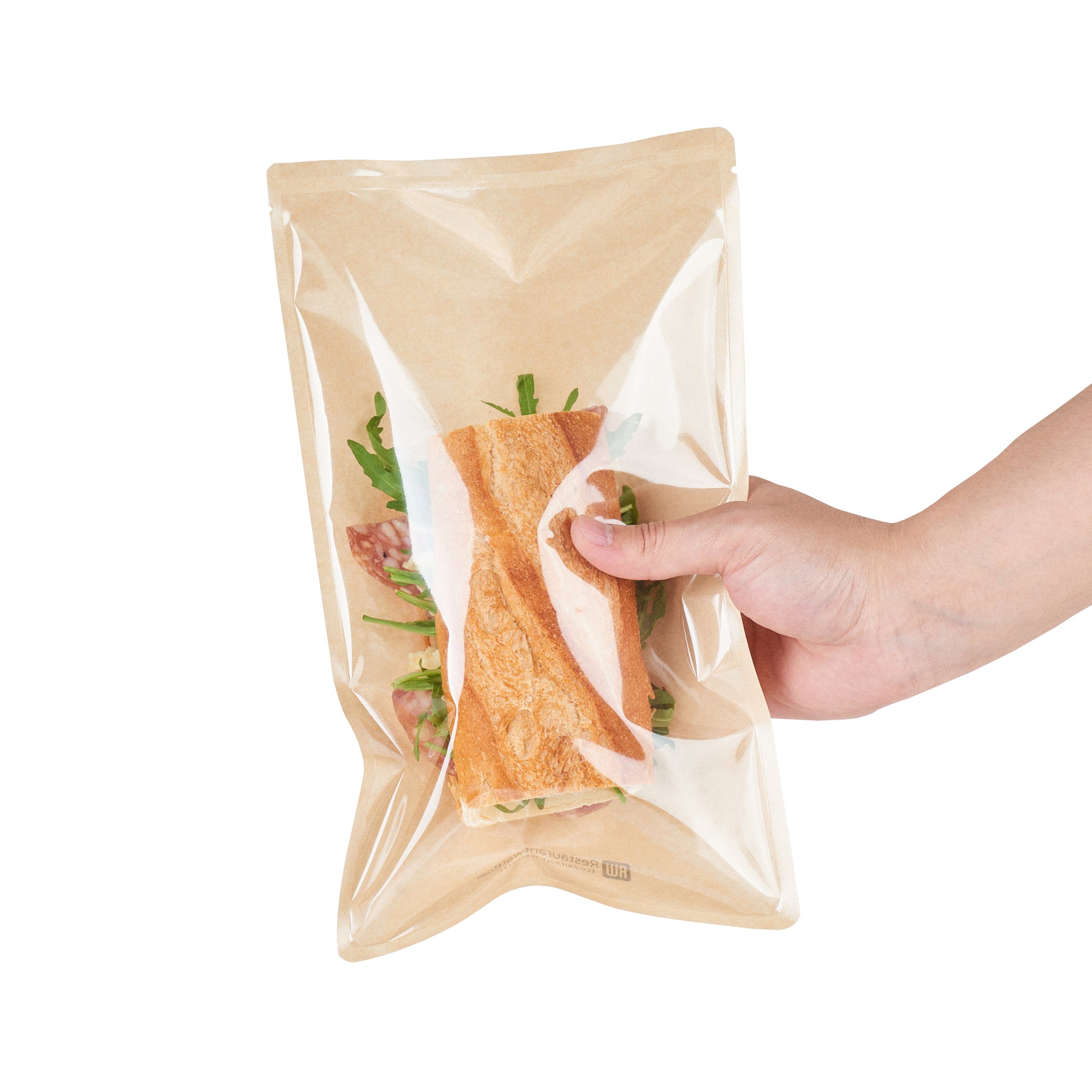 Eco-Friendly Kraft Plastic Sandwich Bags - Large Heat Sealable Food Storage (11.5