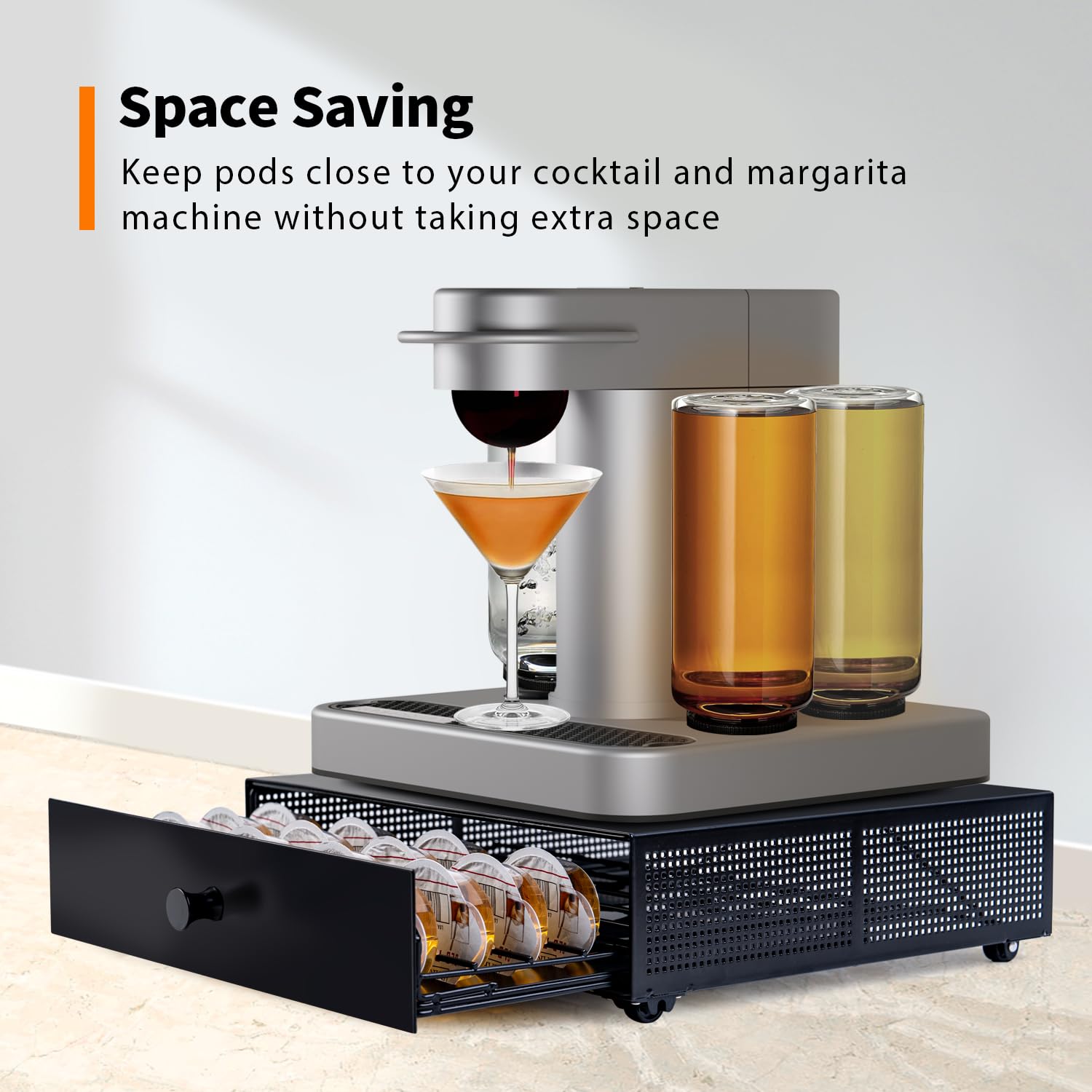 Bartesian Cocktail Capsule Organizer Drawer - Holds 36 Capsules - Compatible with Bartesian & Black+Decker Cocktail Makers - Durable Home Bar Accessory for Easy Cocktail Making - Perfect for Home Bars, Parties & Entertaining