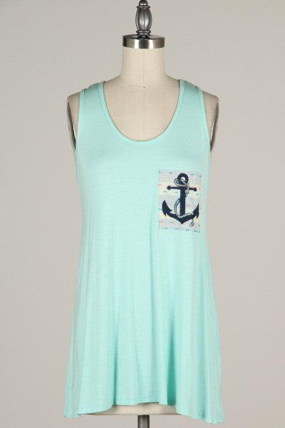 Anchor Pocket Tank - Comfortable Women's T-Shirt with Hidden Side Pockets | Soft Cotton Casual Top for Everyday Wear | Perfect for Running, Travel & Outdoor Activities