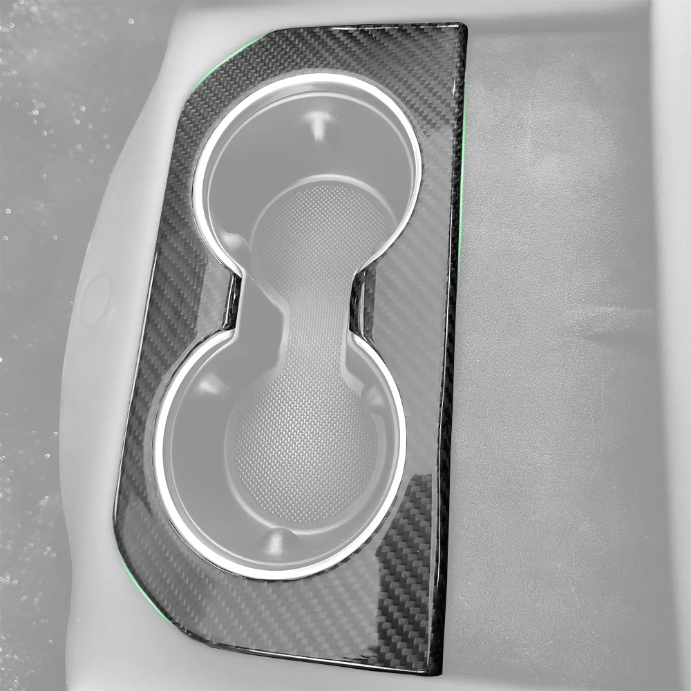 Premium Carbon Fiber Cup Holder Trim for Tesla Model S 2021-2023 | Interior Upgrade Accessories & OEM Fit Protection | Perfect for Daily Driving & Car Enthusiasts