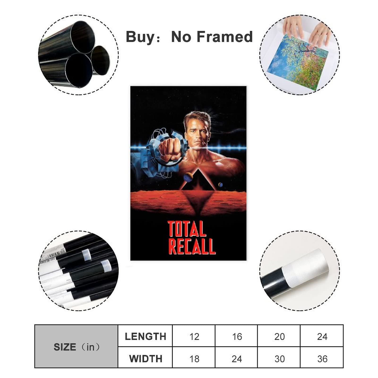 SHISHEN Total Recall Movie Poster Canvas Wall Art - 12x18inch(30x45cm) Unframed Print for Living Room, Bedroom & Home Theater Decor - Perfect for Sci-Fi Fans & Movie Lovers