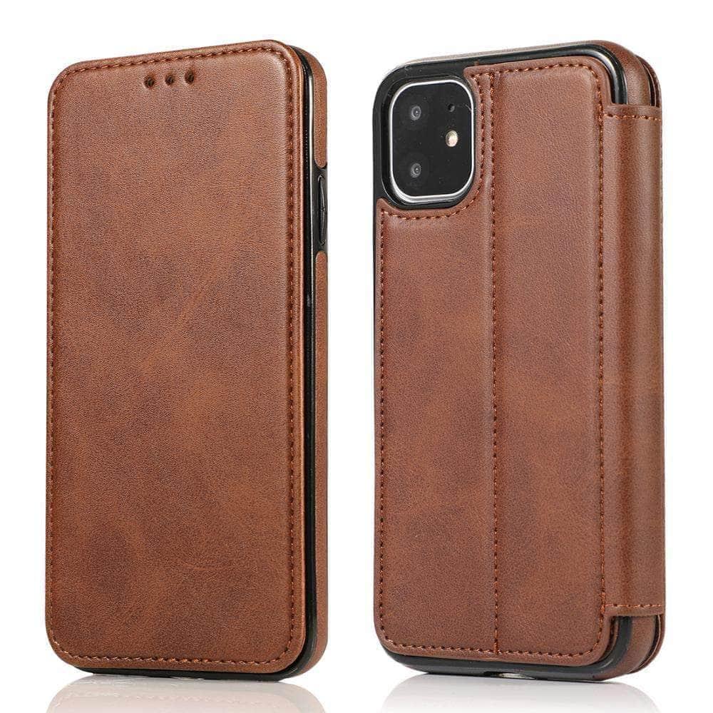 Premium Magnetic Flip Leather Wallet Case for iPhone with Card Slots - Stylish & Functional Phone Cover for Everyday Use & Travel