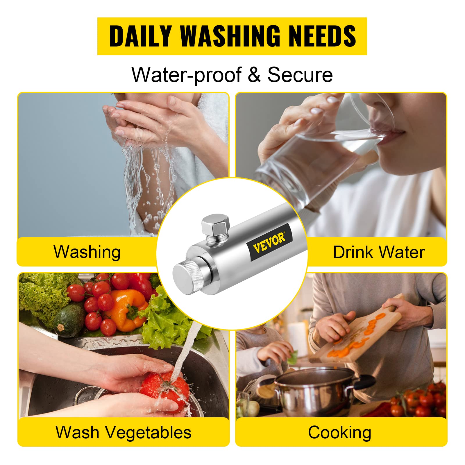 VEVOR Whole House Water Purifier Filter System - 12GPM 110V 55W UV Water Purification with 2 Extra Lamps & Quartz Sleeve - Ideal for Home, RV, Cabin & Well Water Filtration