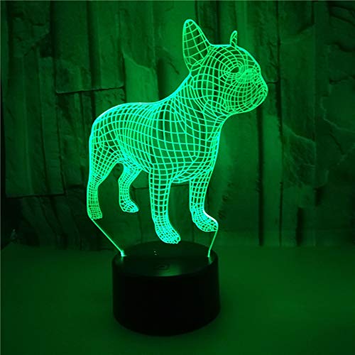 3D French Bulldog Night Light - LED Touch Switch Table Lamp with 7 Color Changing Modes, Optical Illusion Decor for Kids Room, Nursery, Bedroom, Christmas Gift, Birthday Present, Home Office Desk Decor