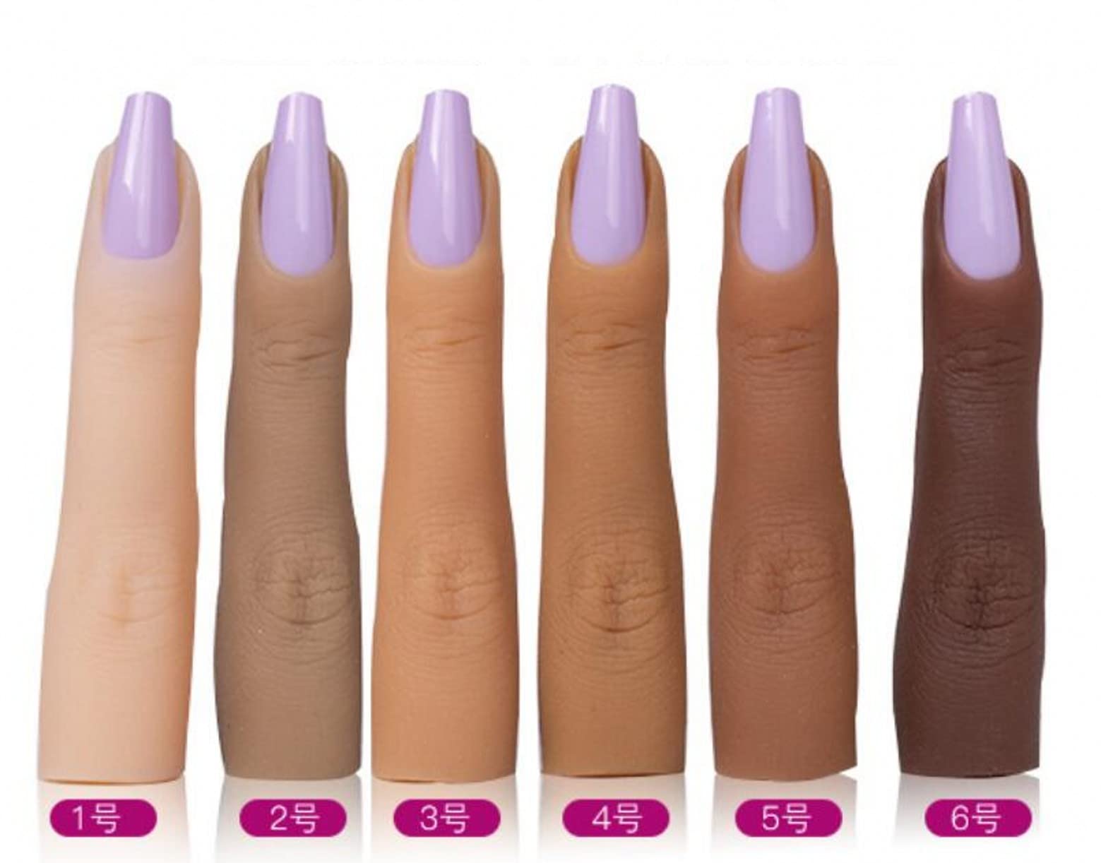 6-Color Silicone Nail Practice Finger for Acrylic & Gel Nails - Flexible Nail Art Training Mannequin Hand for DIY Manicure - Perfect for Beginners, Salon Training & Home Nail Art Practice