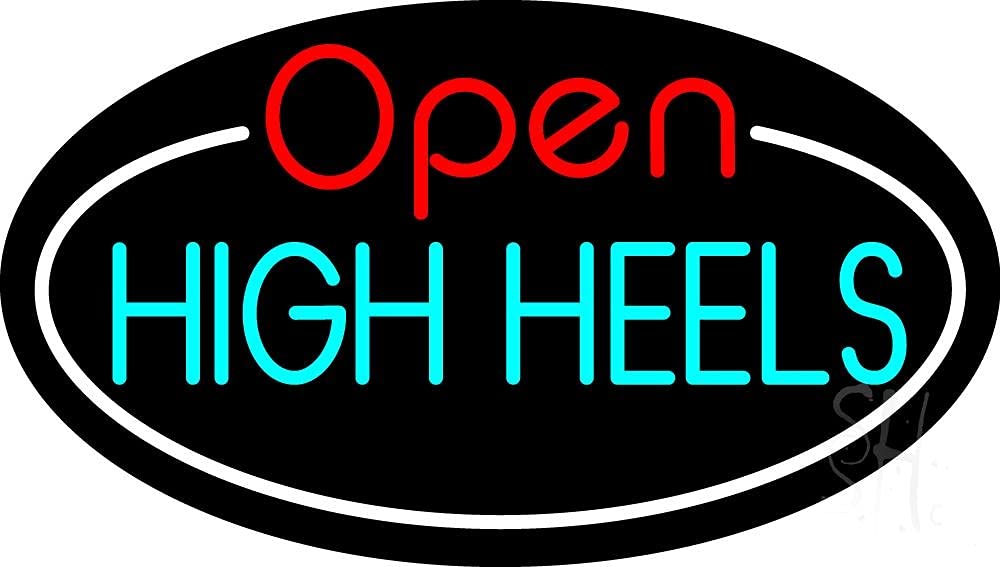 13 x 24 Inches Black Square Cut Acrylic LED Neon Sign with Dimmer - High Heels Open Toe Design with White Border - Bright Premium Indoor Store Decor for Boutiques, Shoe Stores & Retail Shop Fronts