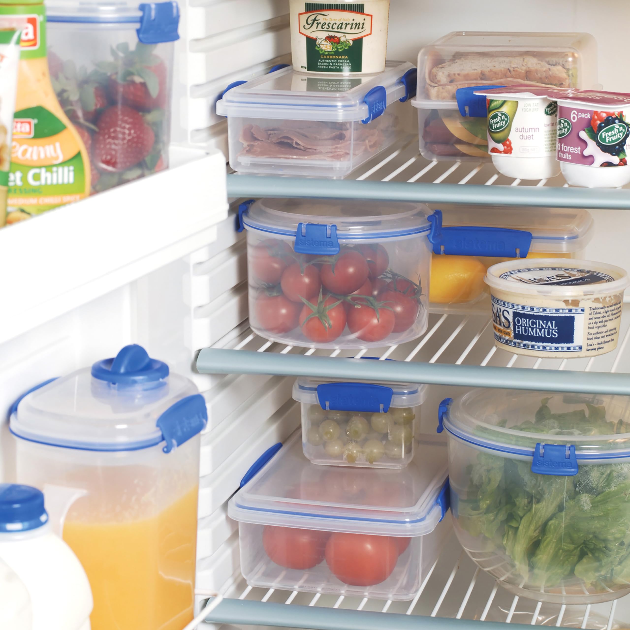 Sistema KLIP IT 7L Food Storage Container | Stackable, Airtight Plastic Food Box with Lid for Fridge & Freezer | BPA-Free, Blue Clips | 1 Count | Perfect for Meal Prep, Leftovers & Pantry Organization