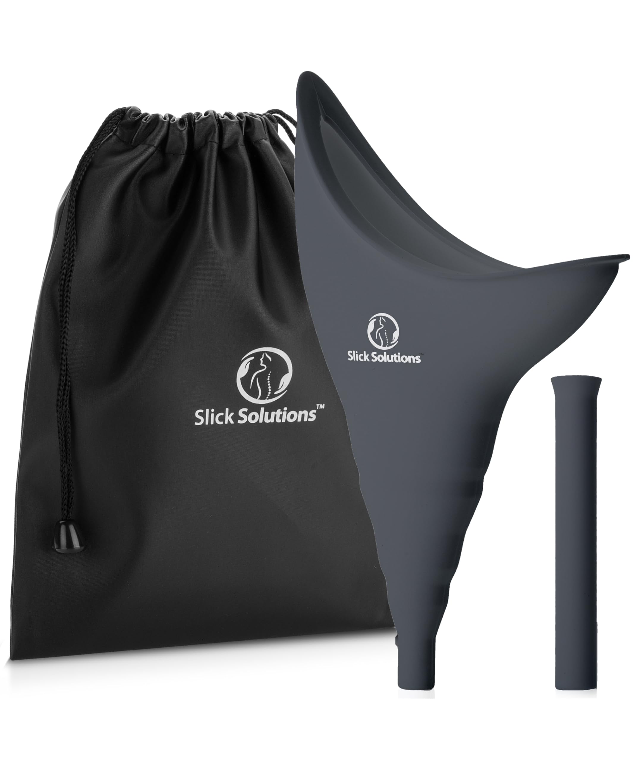 Slick Portable Female Urination Device - Reusable Women's Pee Funnel for Outdoor, Camping & Travel - Compact Gray Female Urinal for Hiking, Road Trips & Emergency Use