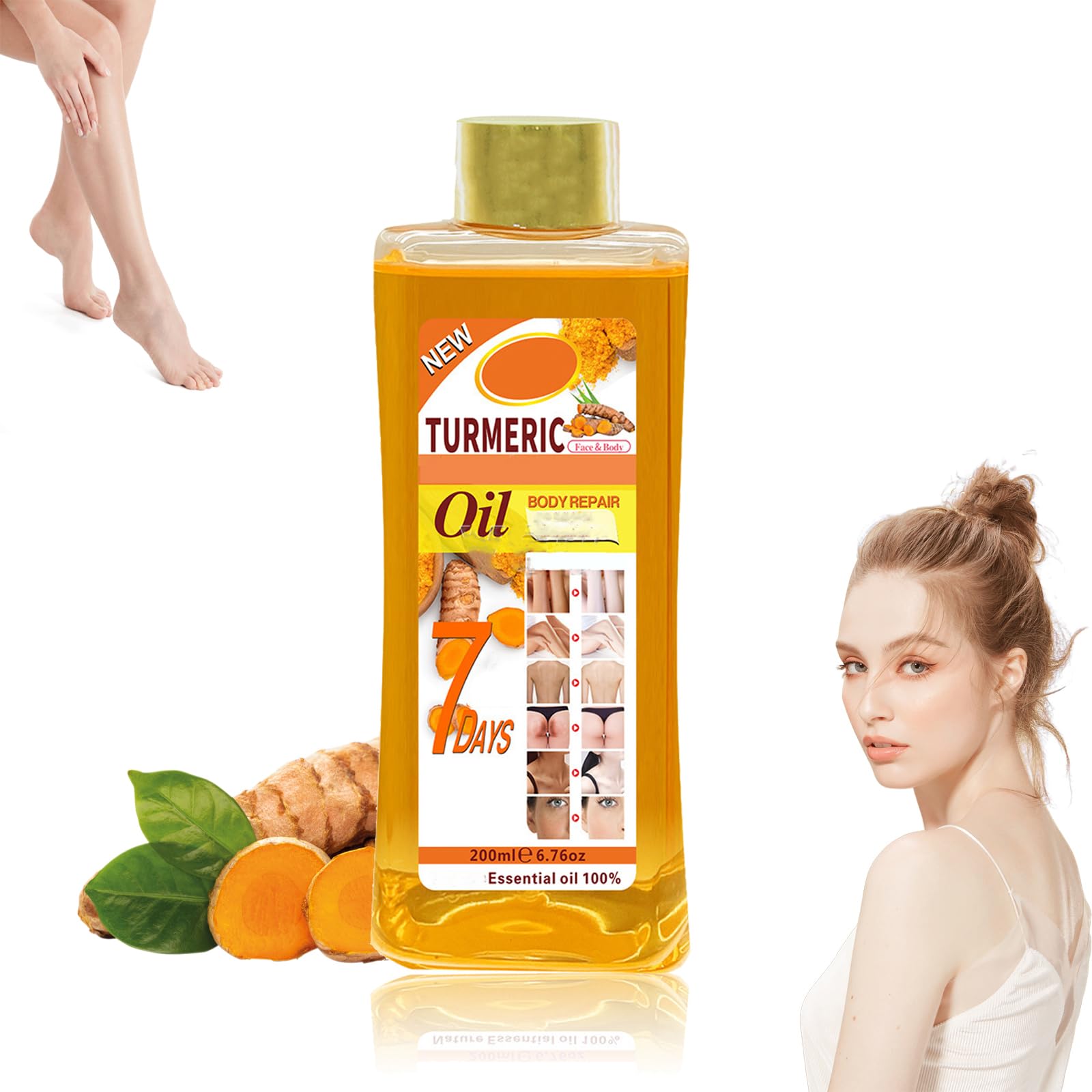 Veetgold Turmeric Body Oil for Face & Skin - Natural Moisturizer for Uneven Skin Tone & Dry Skin Care - Organic Turmeric Oil for Glowing Complexion - Perfect for Daily Hydration & Nighttime Skin Nourishment