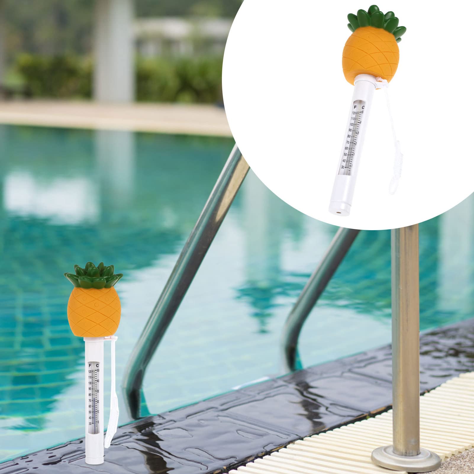 DOITOOL Floating Pool Thermometer - Large Pineapple-Shaped Water Temperature Gauge for Easy Reading in Outdoor & Indoor Swimming Pools, Spas, Hot Tubs - Perfect for Pool Parties, Backyard Relaxation, and Spa Maintenance