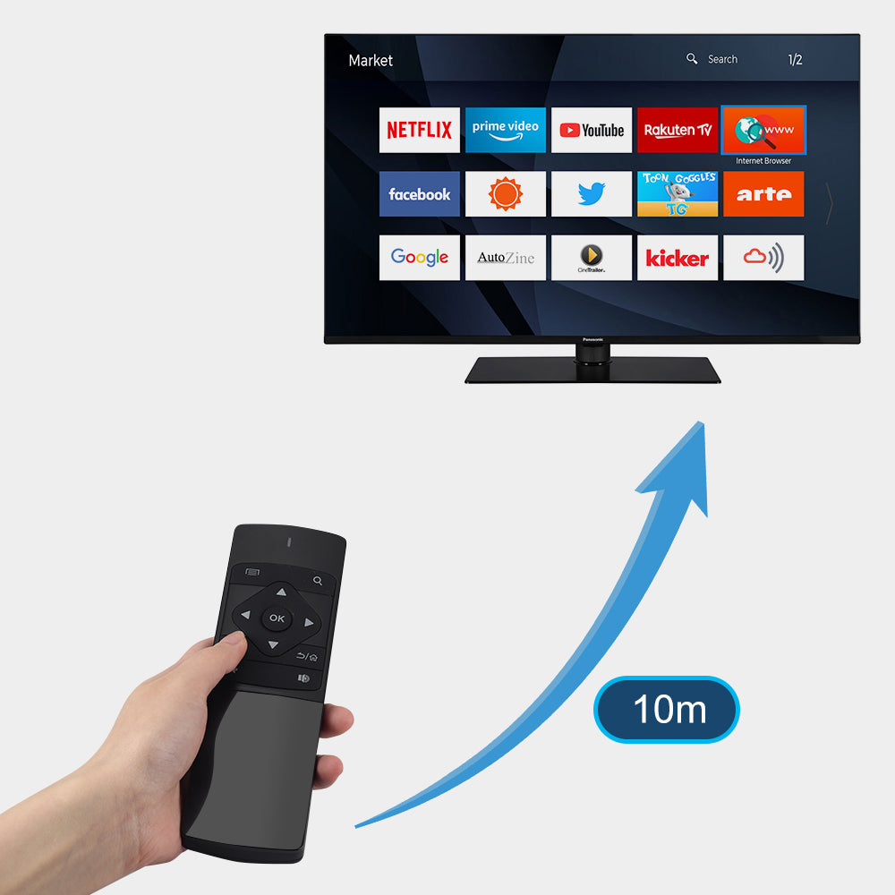 Wireless USB Air Mouse with Keyboard Remote Control for PC, Laptop, Kodi, Raspberry Pi & Chromebook - Portable Mini PC Remote for Home Theater, Presentations & Smart TV - PCR500 Model